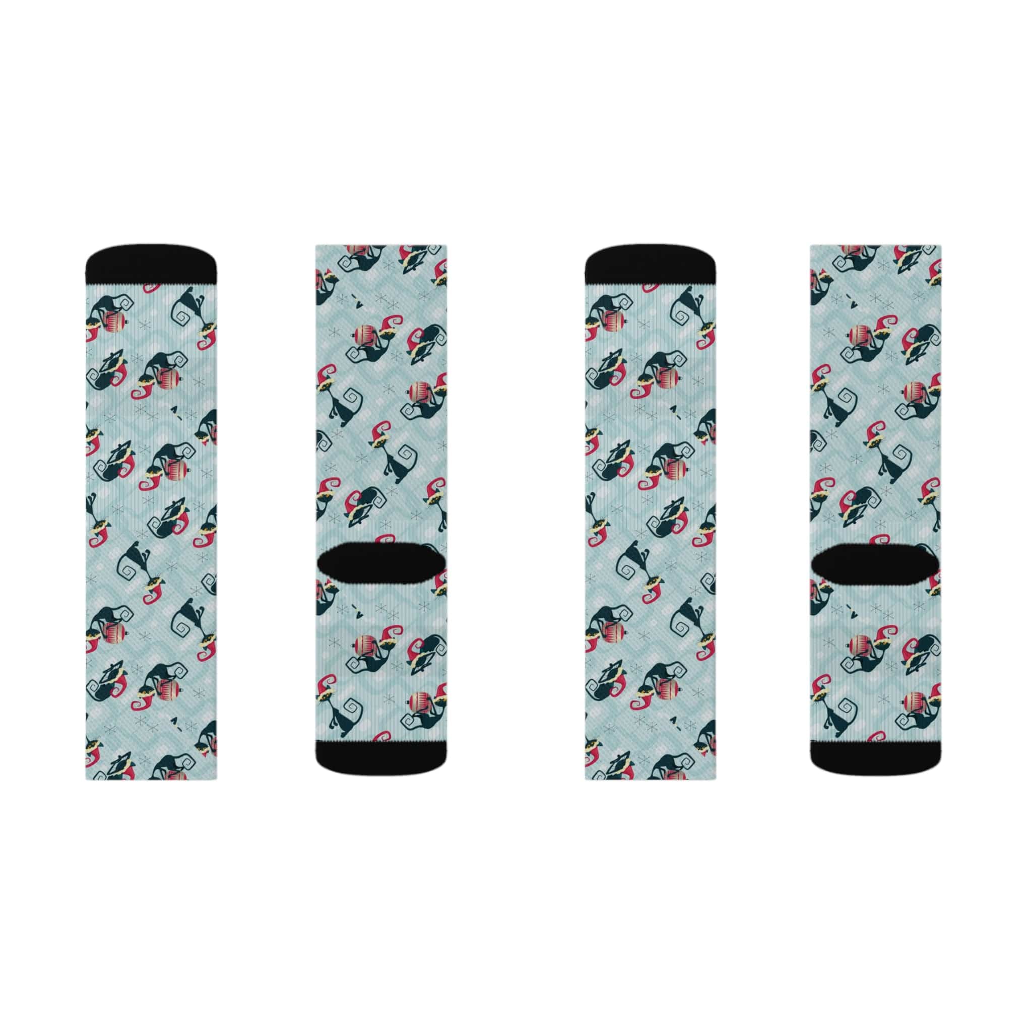 Kate McEnroe New York Mid Mod Atomic Cat Retro Christmas Cozy Crew Length Socks, Fleece Lined, Ribbed Tubes, Cushioned Bottoms, Holiday Gifts, Stocking StuffersSocks88455601981600735697