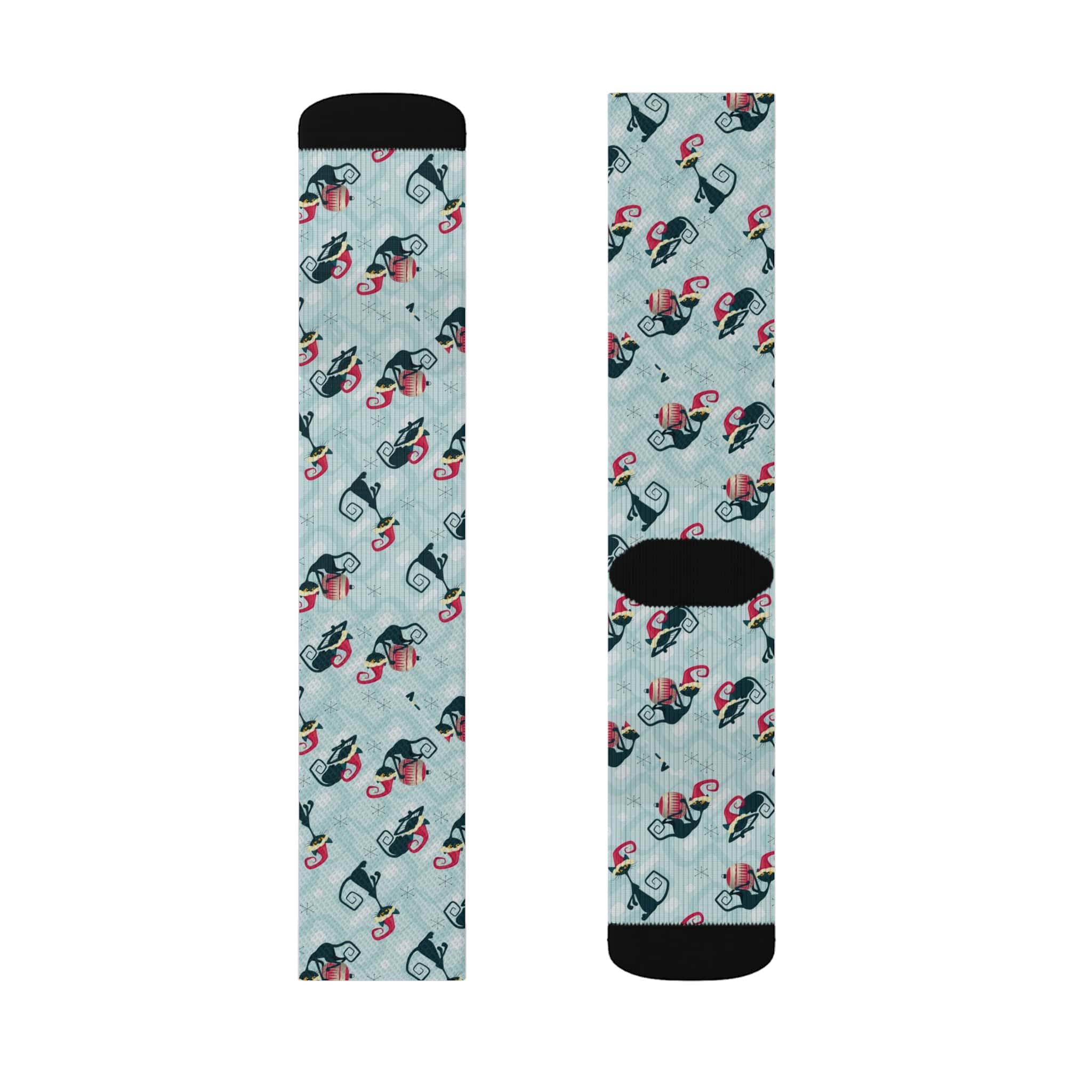 Kate McEnroe New York Mid Mod Atomic Cat Retro Christmas Cozy Crew Length Socks, Fleece Lined, Ribbed Tubes, Cushioned Bottoms, Holiday Gifts, Stocking StuffersSocks88455601981600735697