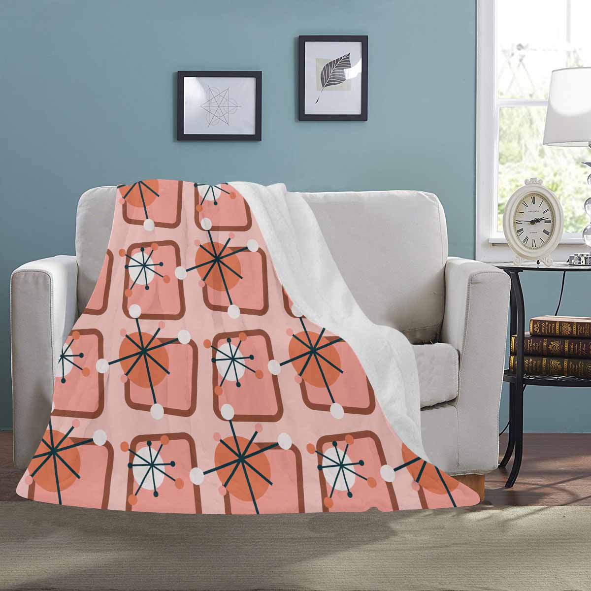Kate McEnroe New York Mid Mod Atomic Starburst Coral Micro Fleece BlanketBlanketsDG1500810DXH6428D