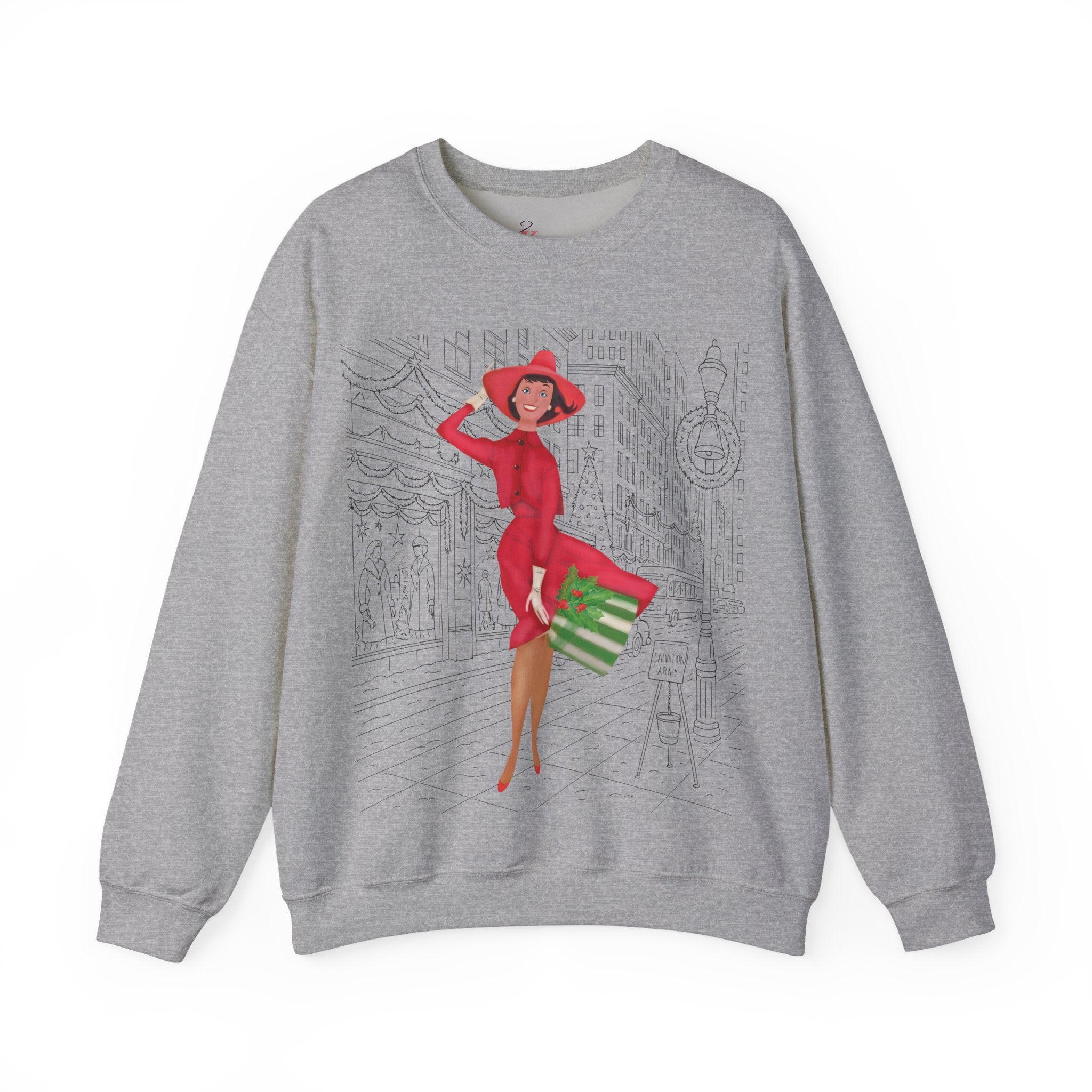 Kate McEnroe New York Mid Mod Cityscape Holiday Sweatshirt, Retro Vintage 50s Christmas CrewneckSweatshirts52984870440182849438
