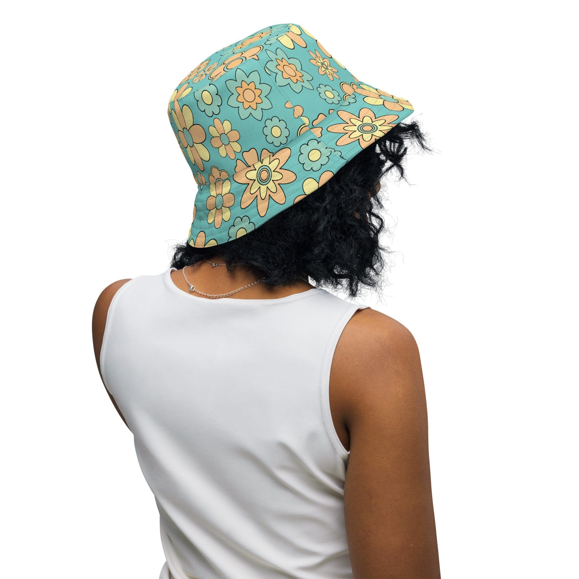 Kate McEnroe New York Mid Mod Daisy Groovy Hippie Floral Reversible Bucket HatHats63C6EF29CADB6_16361
