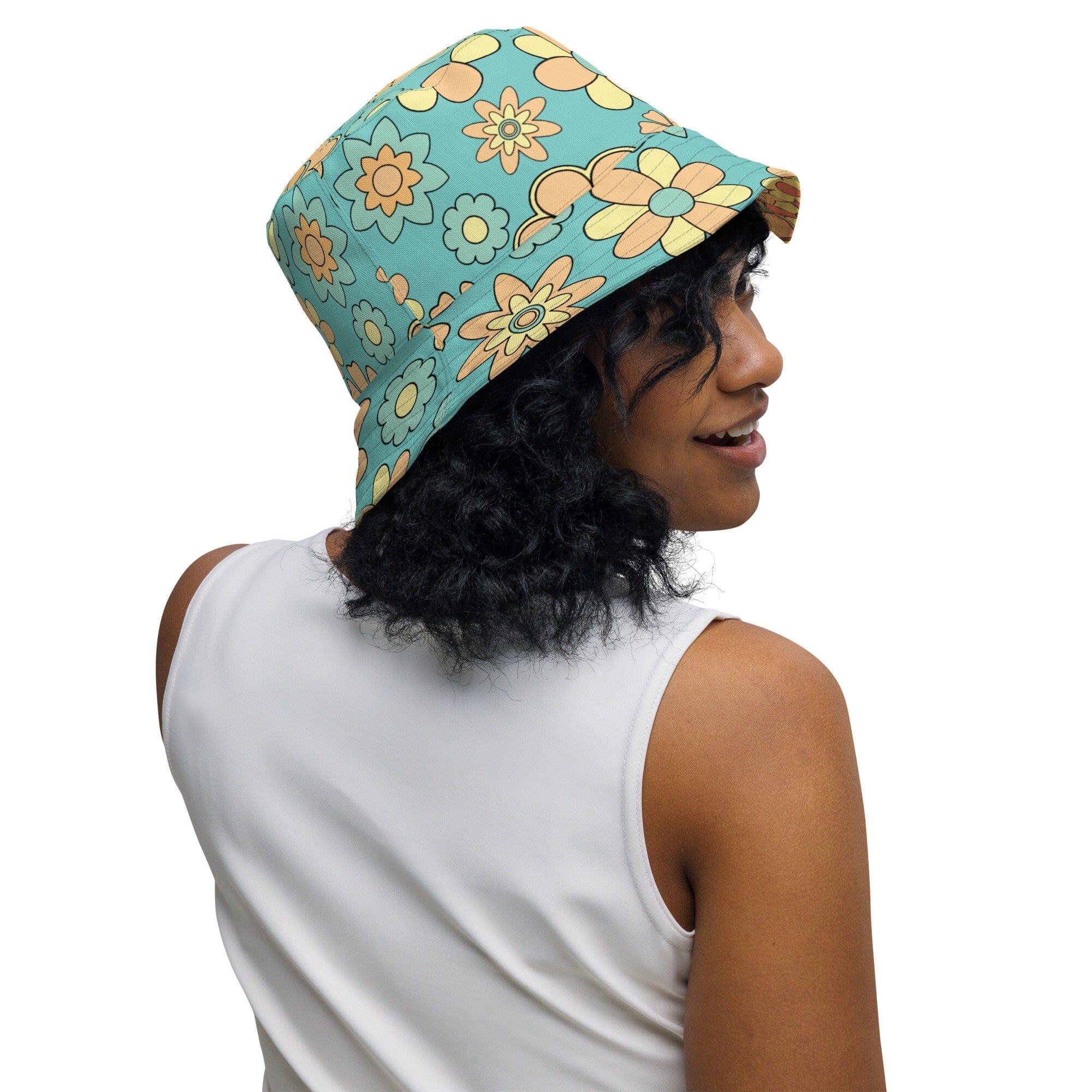 Kate McEnroe New York Mid Mod Daisy Groovy Hippie Floral Reversible Bucket HatHats63C6EF29CADB6_16361