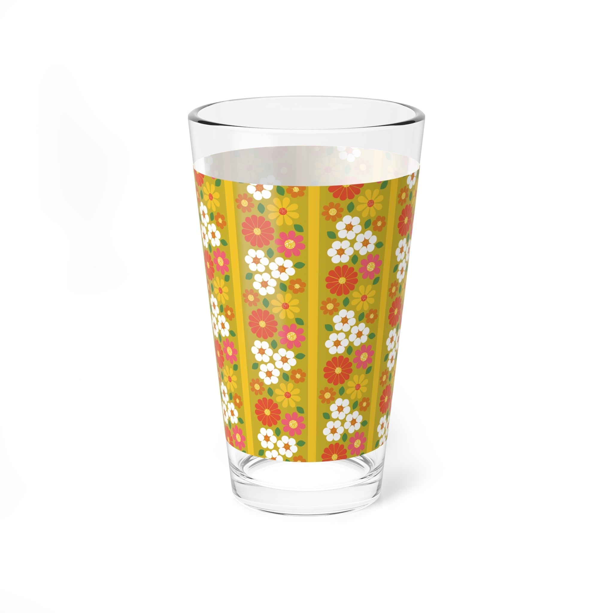 Kate McEnroe New York Mid Mod Groovy Daisy Daisy Pint Glass, Mid Century Modern 70s Floral Drinkware, Vintage Kitsch BarwarePint Glasses39461084246172093665