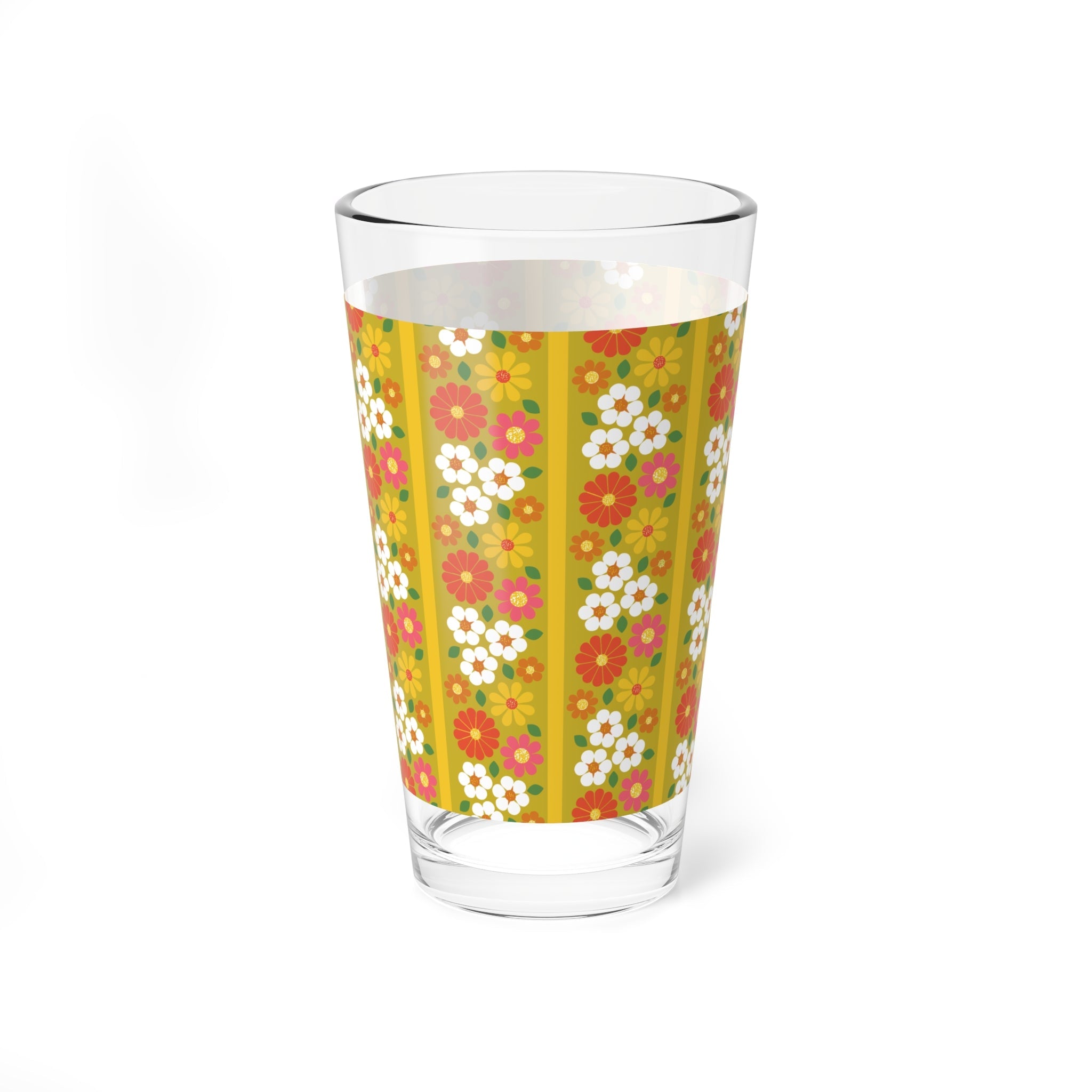 Kate McEnroe New York Mid Mod Groovy Daisy Daisy Pint Glass, Mid Century Modern 70s Floral Drinkware, Vintage Kitsch BarwarePint Glasses39461084246172093665