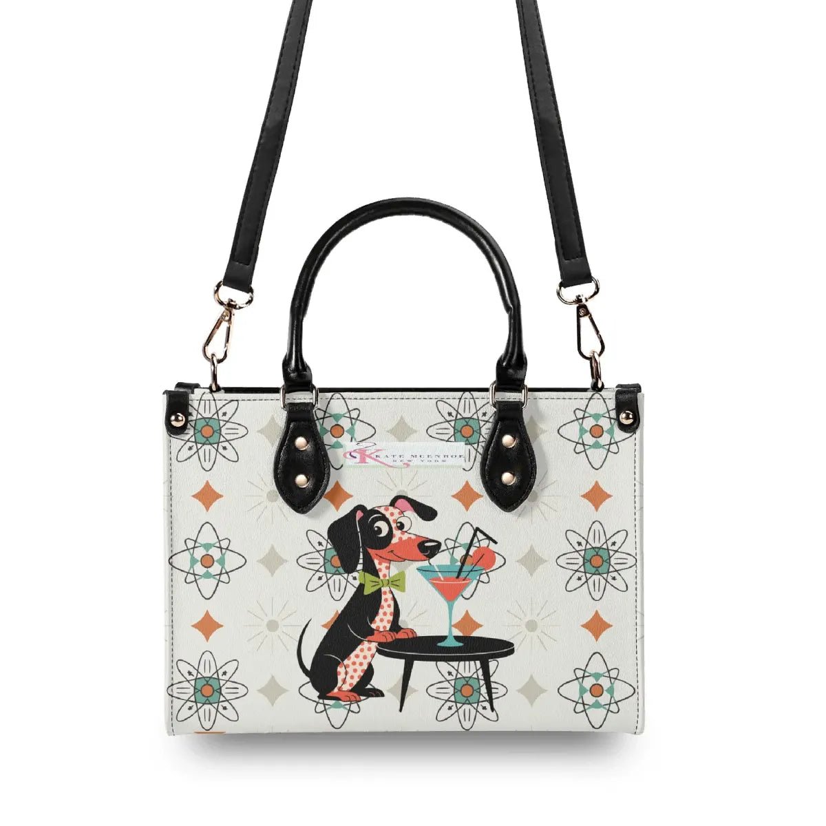 Kate McEnroe New York Mid Mod Kitsch Doxie Dog Atomic Starbursts MCM Cocktail SatchelHandbagsY576MXVW-1