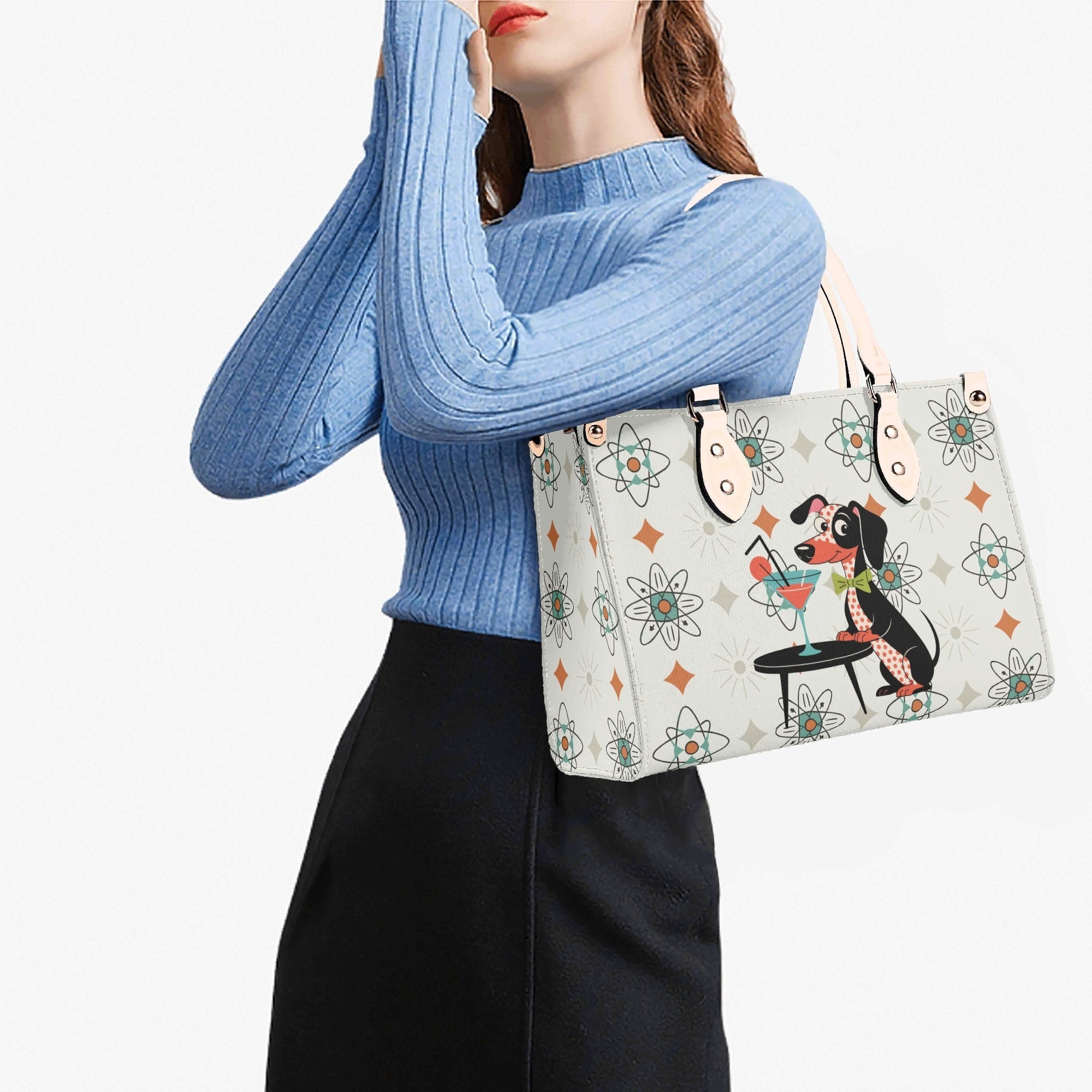 Kate McEnroe New York Mid Mod Kitsch Doxie Dog Atomic Starbursts MCM Cocktail SatchelHandbagsY576MXVW-4