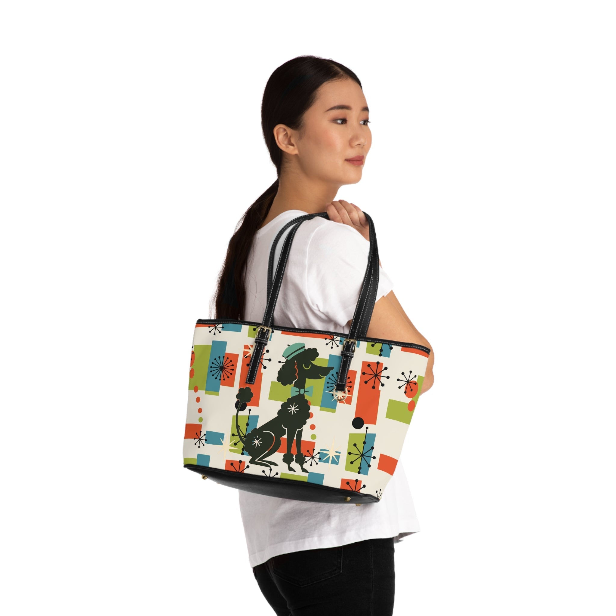 Kate McEnroe New York Mid Mod Poodle Tote Bag, Retro 50s Geometric Starburst HandbagTotes20102777733609570007