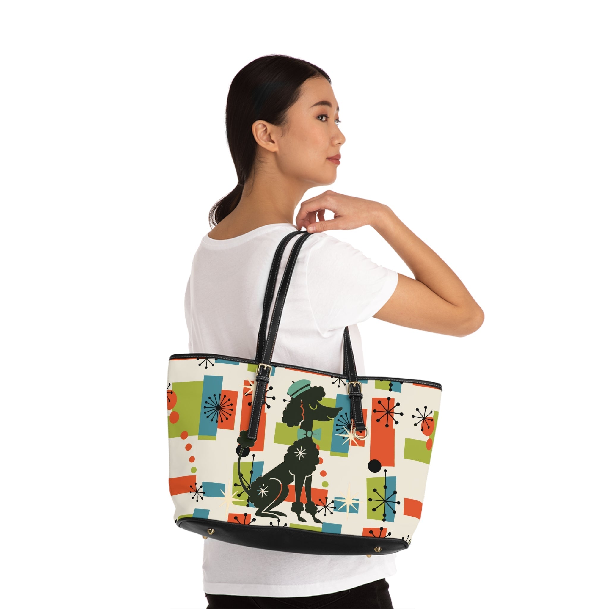 Kate McEnroe New York Mid Mod Poodle Tote Bag, Retro 50s Geometric Starburst HandbagTotes20102777733609570007