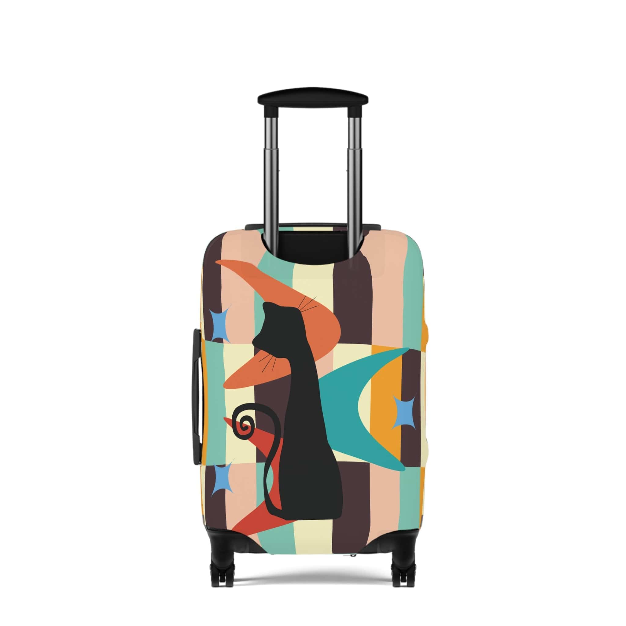 Kate McEnroe New York Mid Mod Retro Atomic Cat Luggage Cover, MCM Starburst Swanky Pastel Color Blocks, Hip Travel Case DecorLuggage Covers17929165000573906027