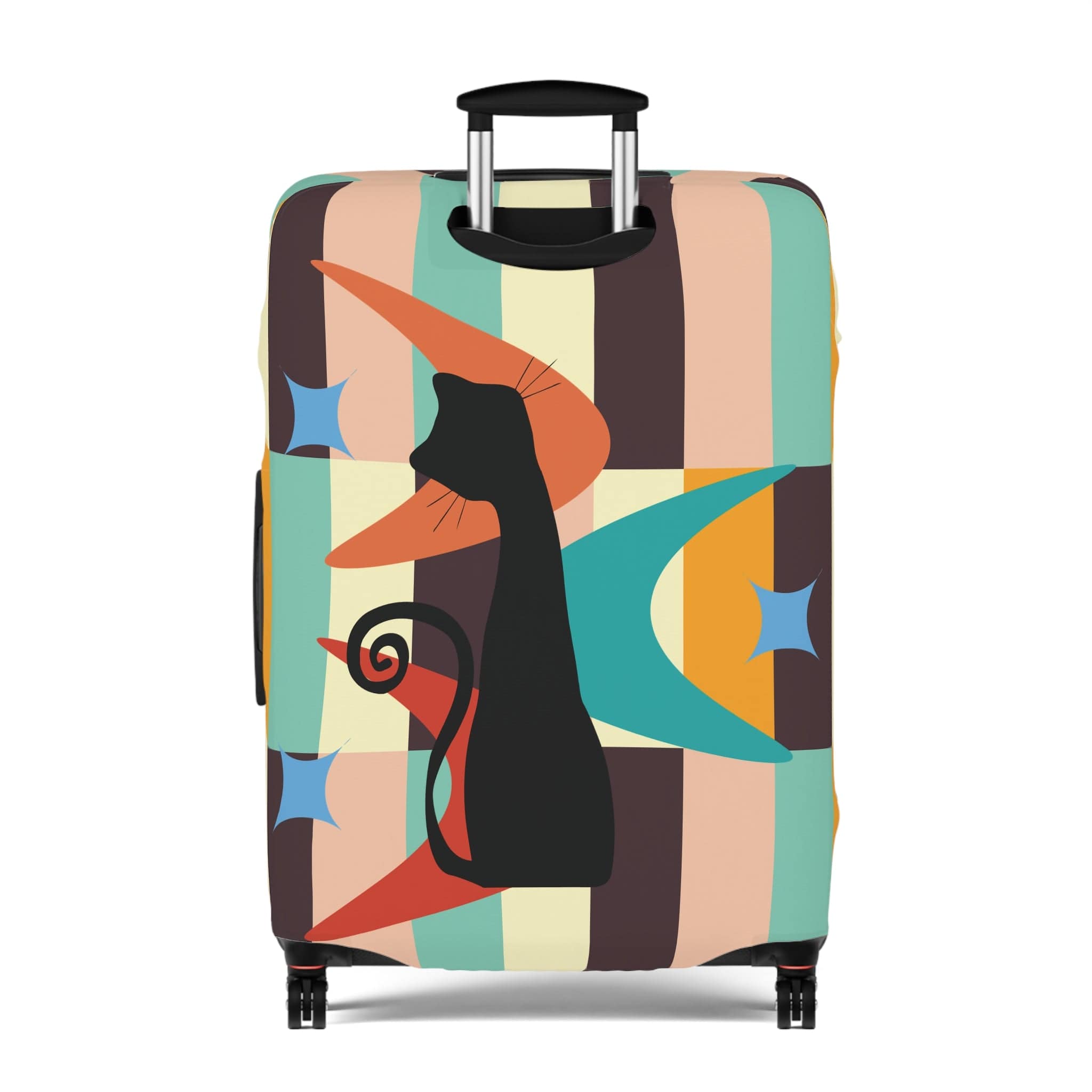 Kate McEnroe New York Mid Mod Retro Atomic Cat Luggage Cover, MCM Starburst Swanky Pastel Color Blocks, Hip Travel Case DecorLuggage Covers17929165000573906027