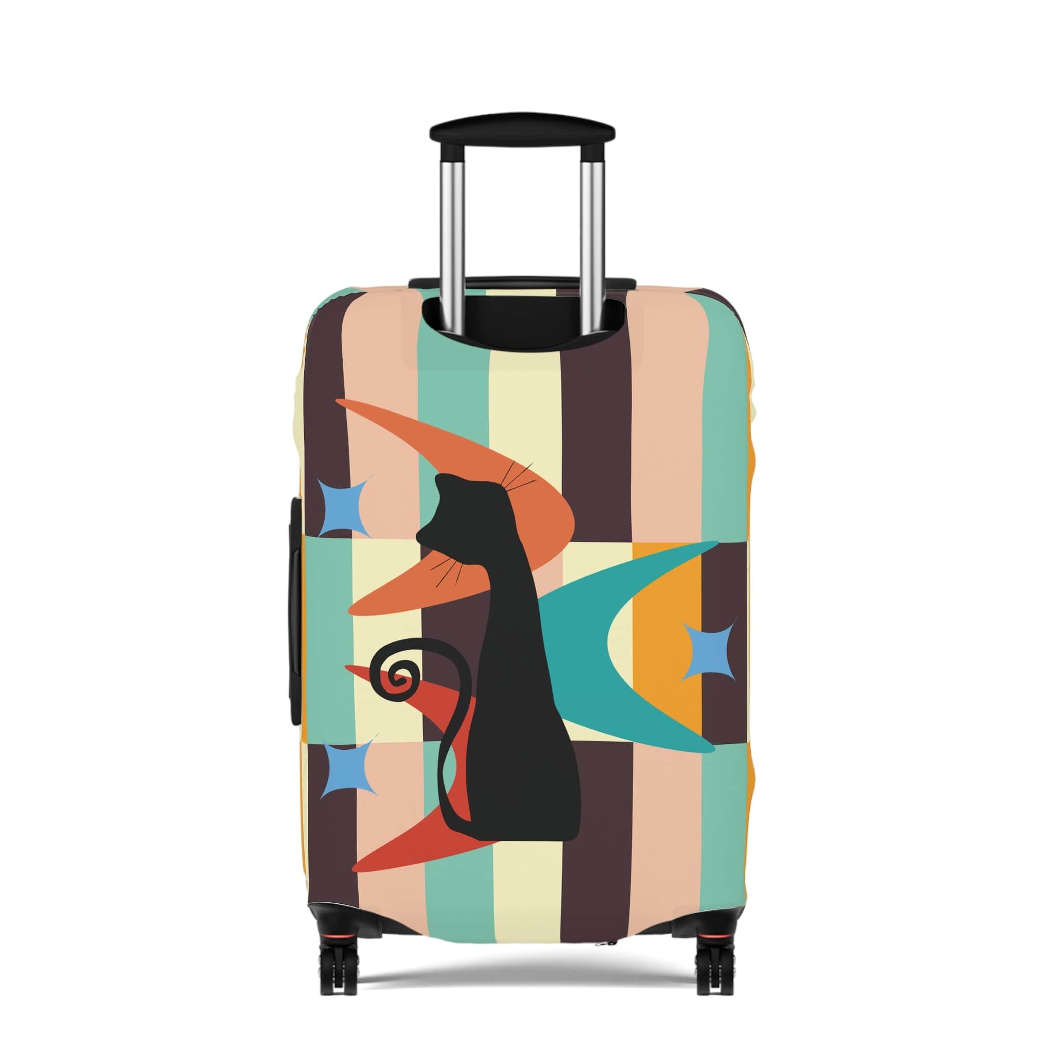 Kate McEnroe New York Mid Mod Retro Atomic Cat Luggage Cover, MCM Starburst Swanky Pastel Color Blocks, Hip Travel Case DecorLuggage Covers17929165000573906027