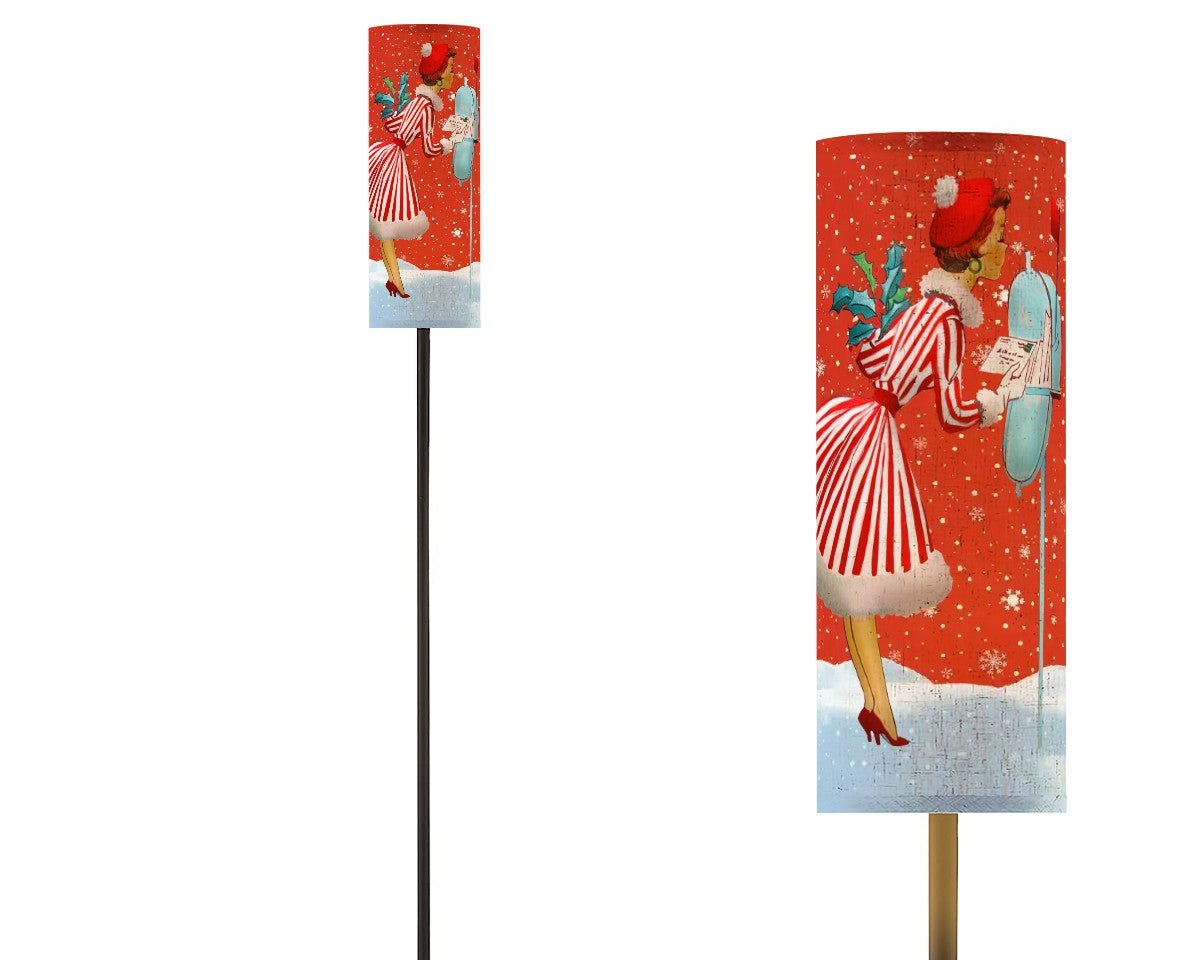 Kate McEnroe New York Mid Mod Retro Christmas Cylinder Lampshade, 50s Holiday Charm, Festive Vintage Floor Lamp AccessoryLamp ShadesKRbO5793fX