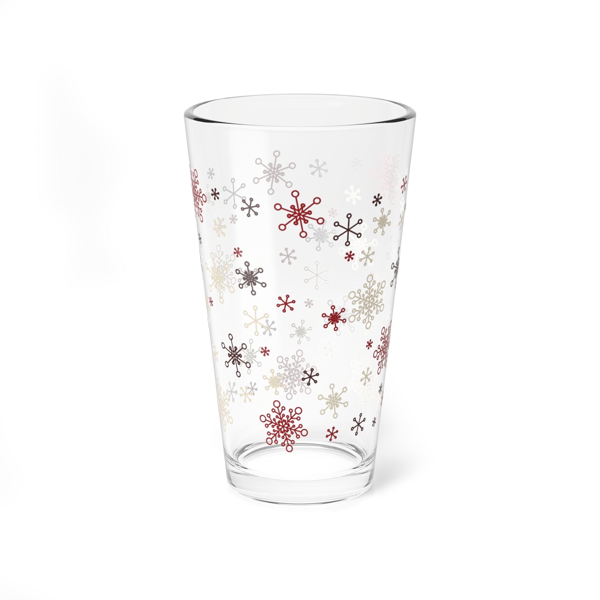 Kate McEnroe New York Mid Mod Retro Vintage Christmas Snowflakes Starbursts Pint Glass, MCM Holiday Cocktail Bar GlassPint Glasses13098944330230563657