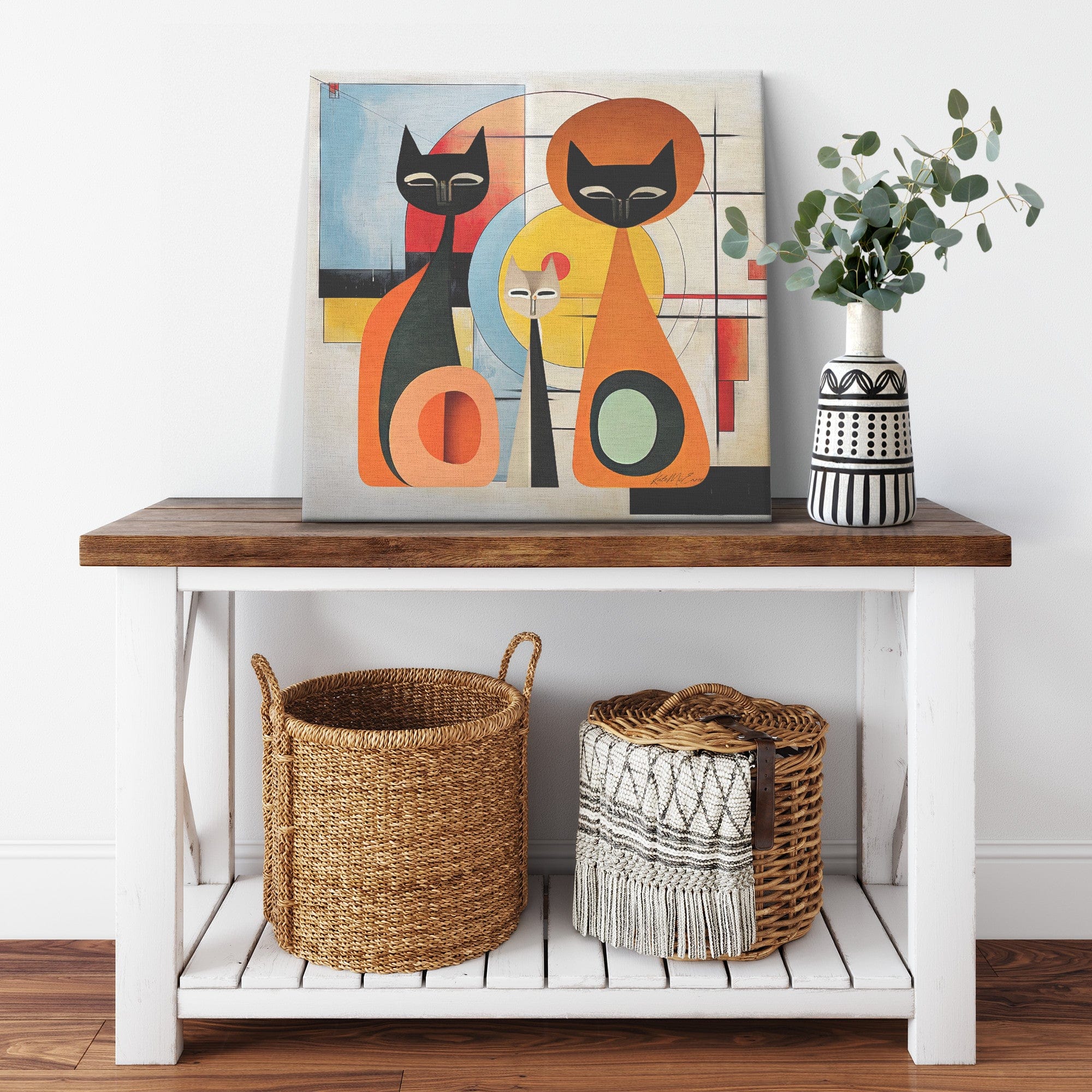 Kate McEnroe New York Mid Modernist Bauhaus Cat Family Minimalist Wall Art - 12088823Canvas Wall Art139002