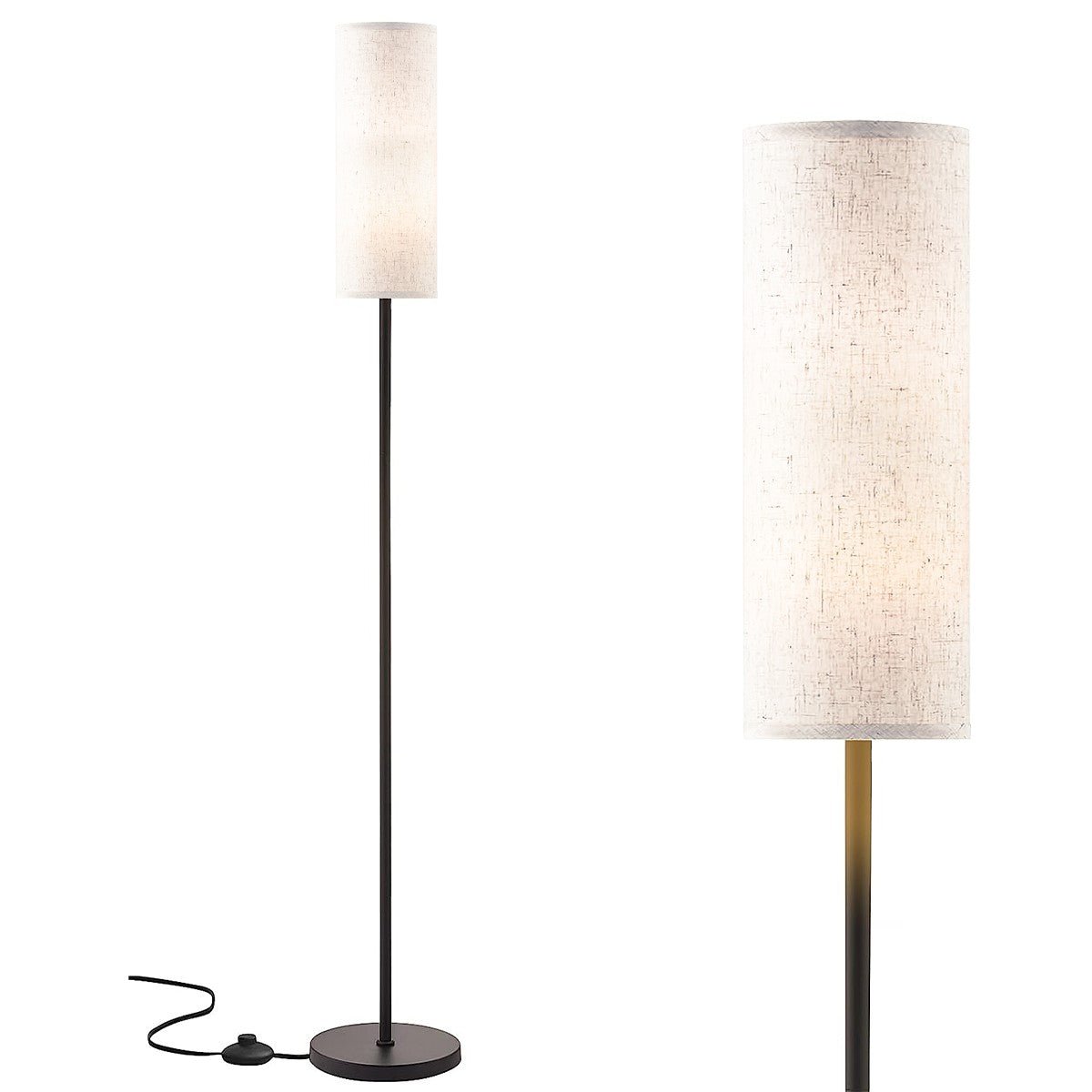 Kate McEnroe New York Minimalist White Linen Floor Lamp, Tall Slim Modern Lighting for Contemporary DecorFloor Lamps887KrqTsg8