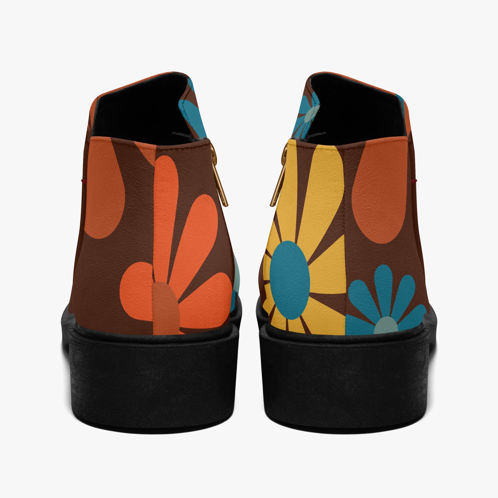 Kate McEnroe New York Mod Daisy Ankle Boots, Retro 70s MCM Floral Women&