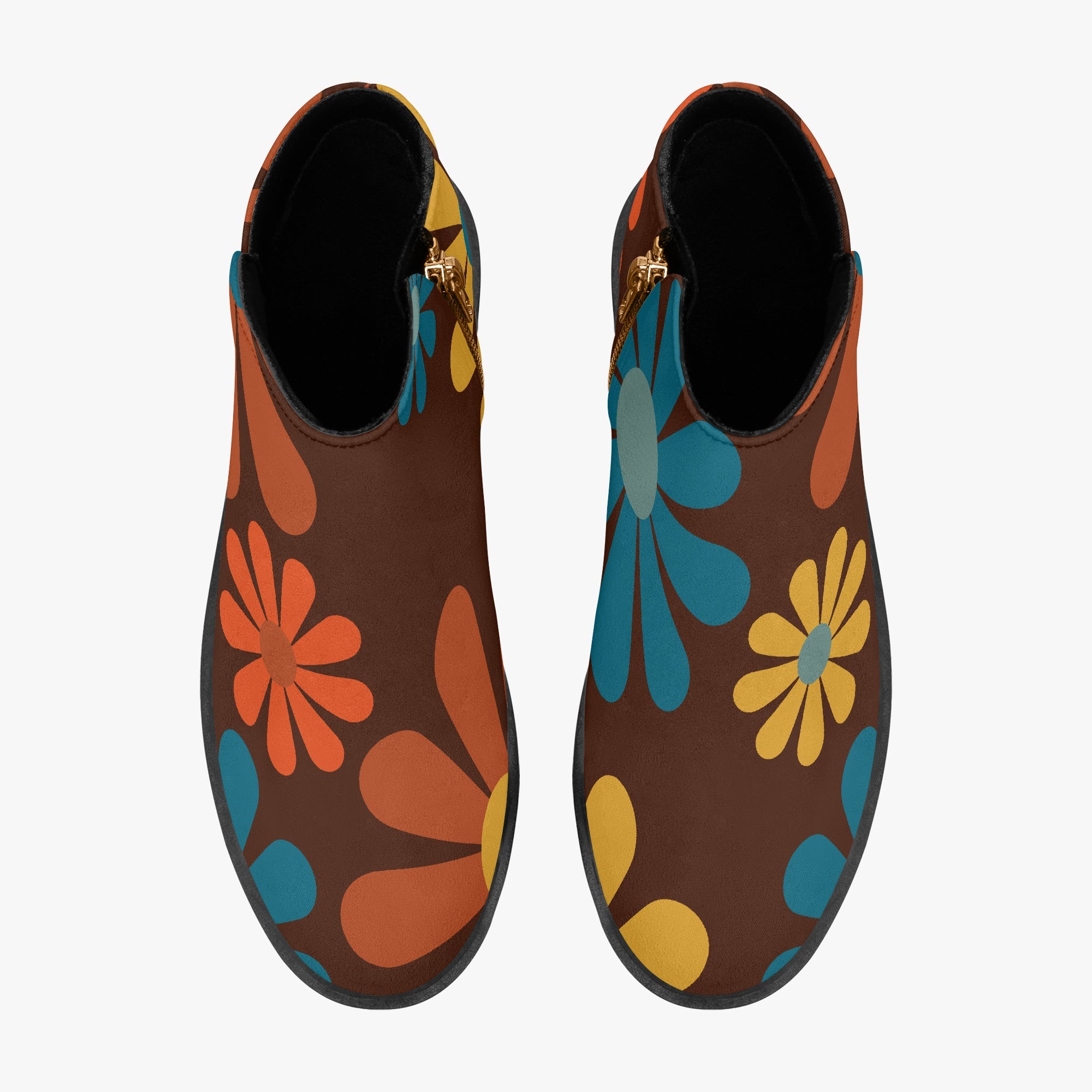 Kate McEnroe New York Mod Daisy Ankle Boots, Retro 70s MCM Floral Women&