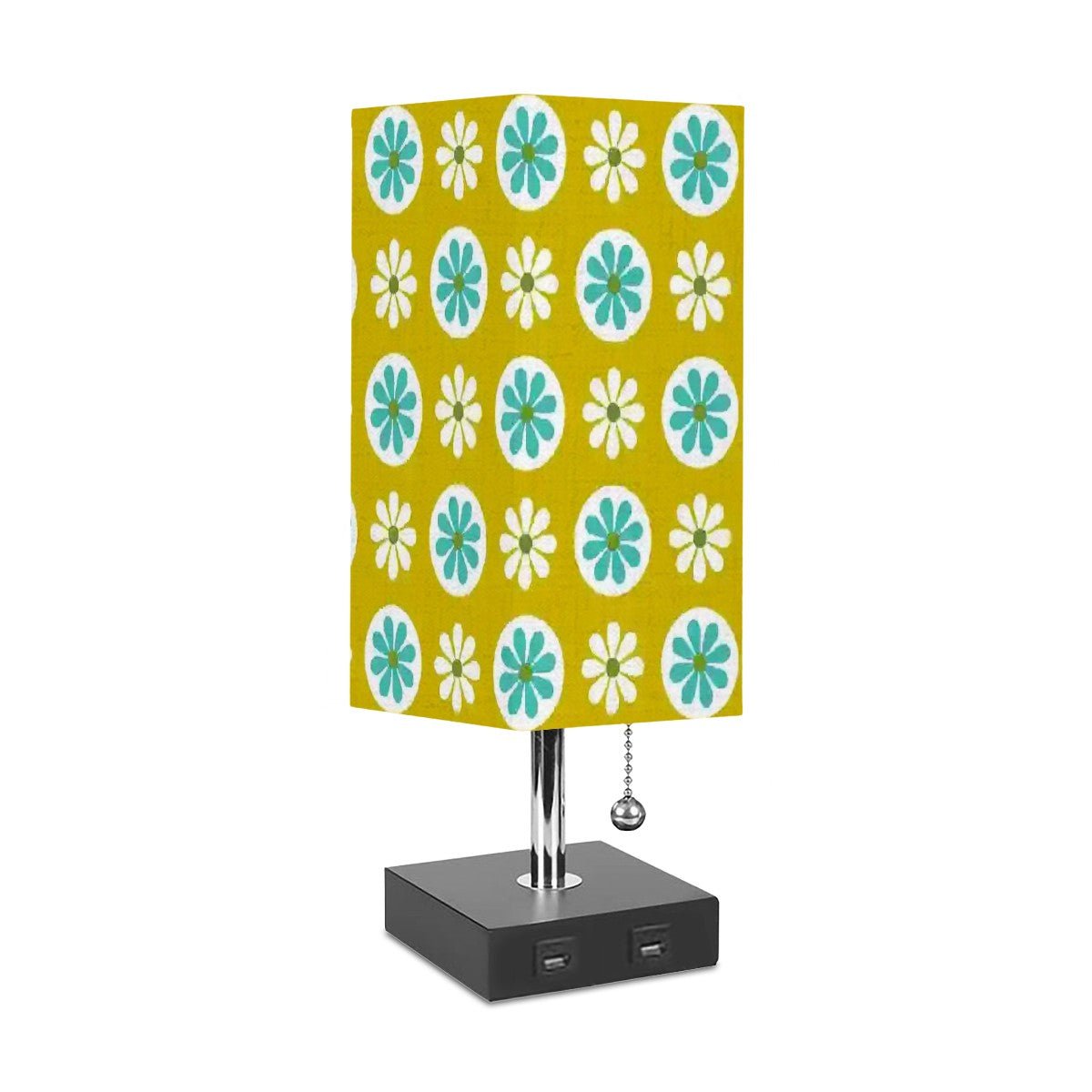 Kate McEnroe New York Mod Daisy Mid Century Modern Desk Lamp, Retro 60s Chartreuse Floral Table LightDesk LampsE8T8V10KYA