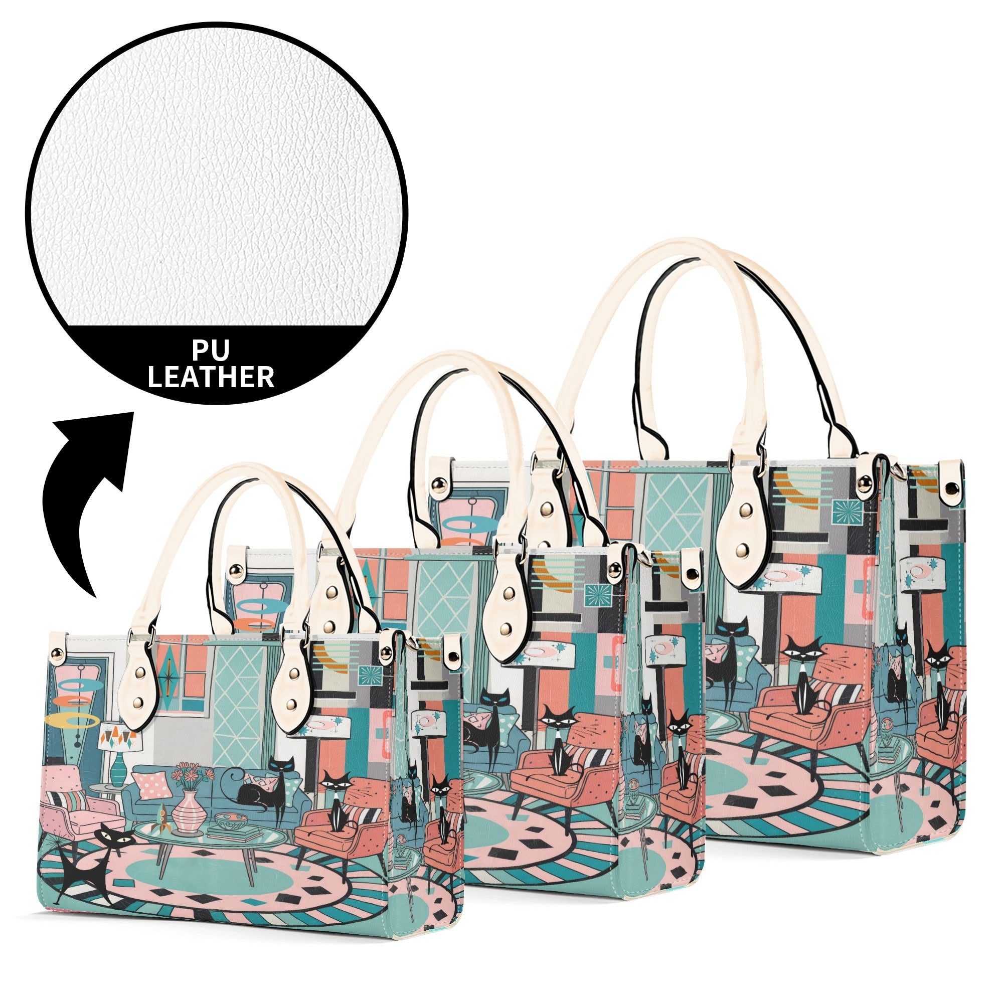 Kate McEnroe New York Mod Lounge Atomic Kitsch Cat Satchel, Retro Mid Century Modern Sputnik HandbagHandbagsYP63800N - 4