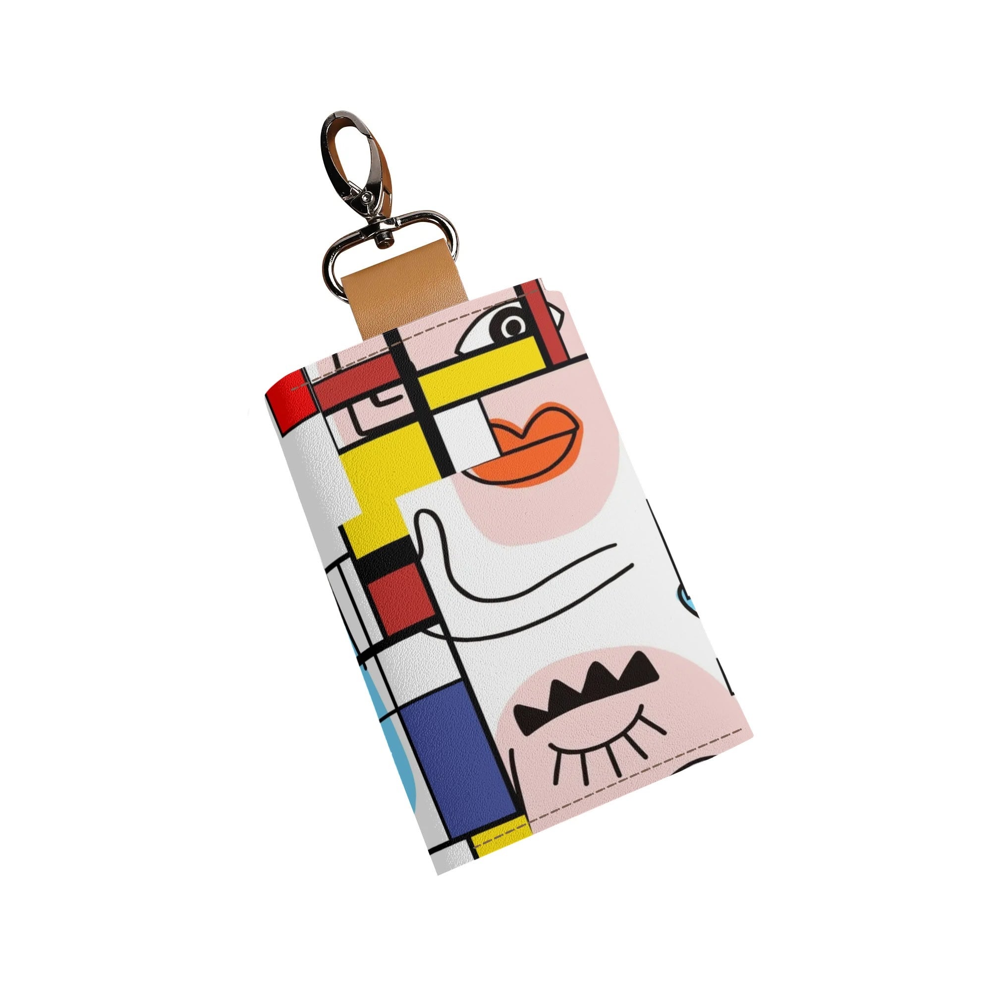 Kate McEnroe New York Mondrian Boho Evil Eye Patchwork Keychain PouchKeyChain WalletNR9D7D5Y - 1