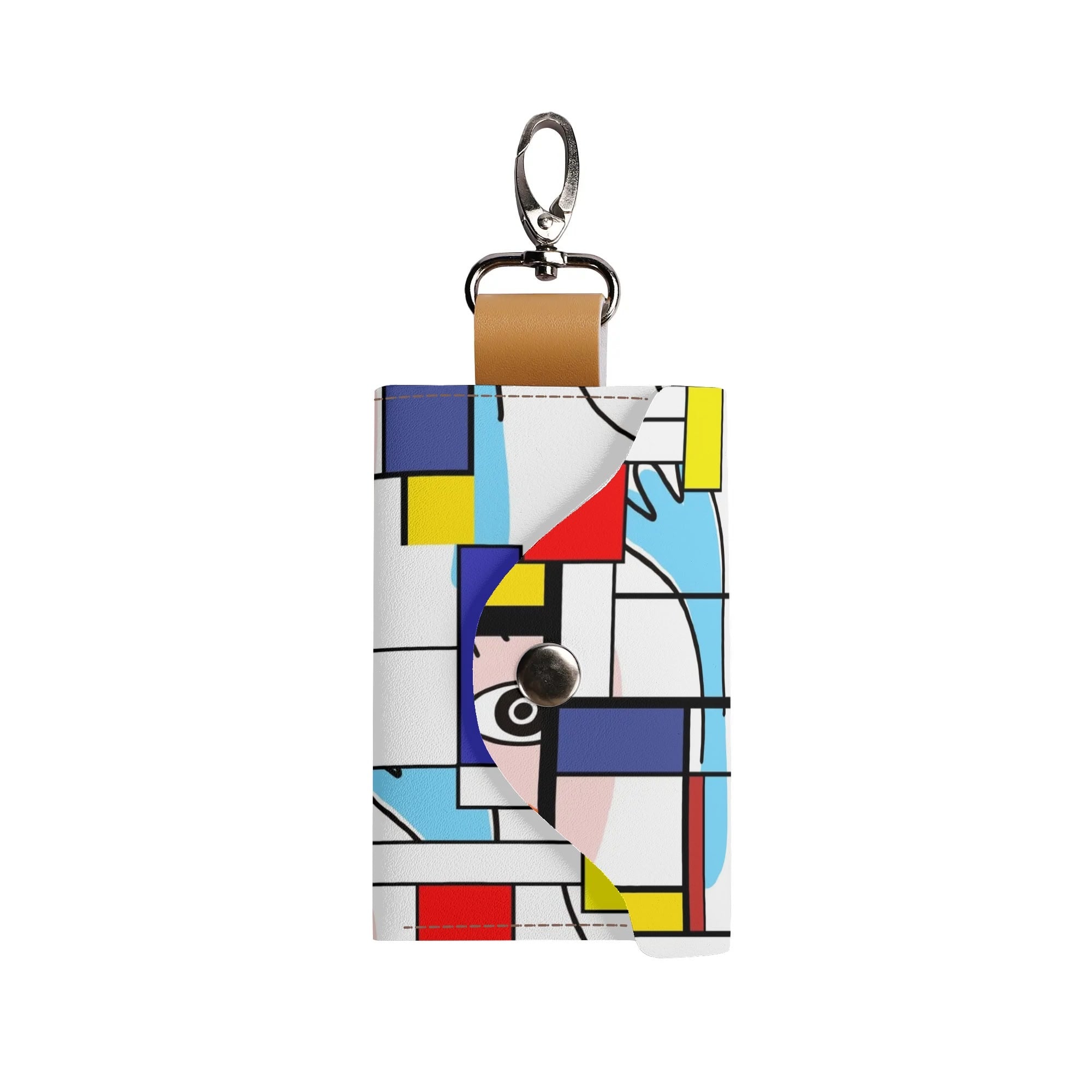 Kate McEnroe New York Mondrian Boho Evil Eye Patchwork Keychain PouchKeyChain WalletNR9D7D5Y - 1
