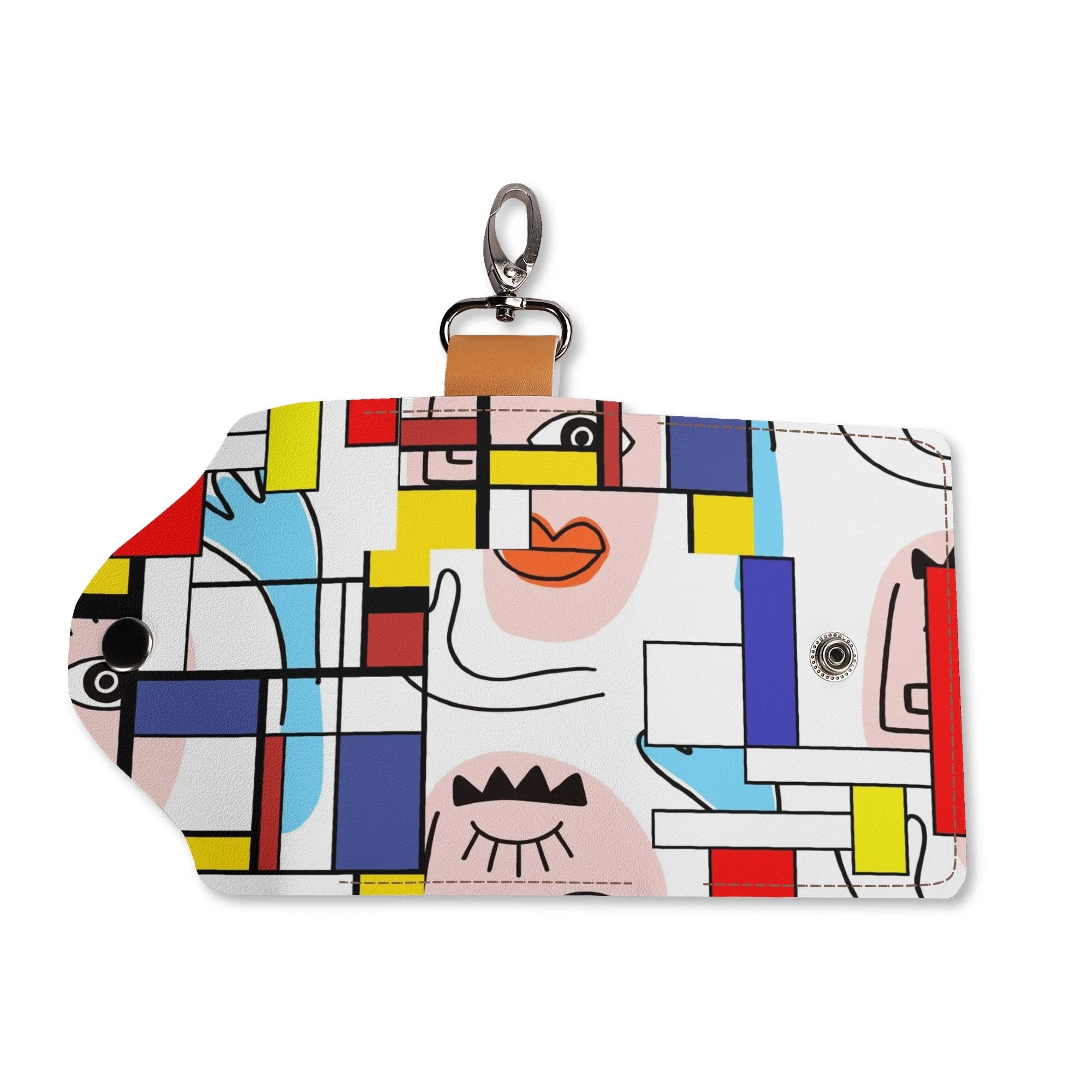 Kate McEnroe New York Mondrian Boho Evil Eye Patchwork Keychain PouchKeyChain WalletNR9D7D5Y - 1