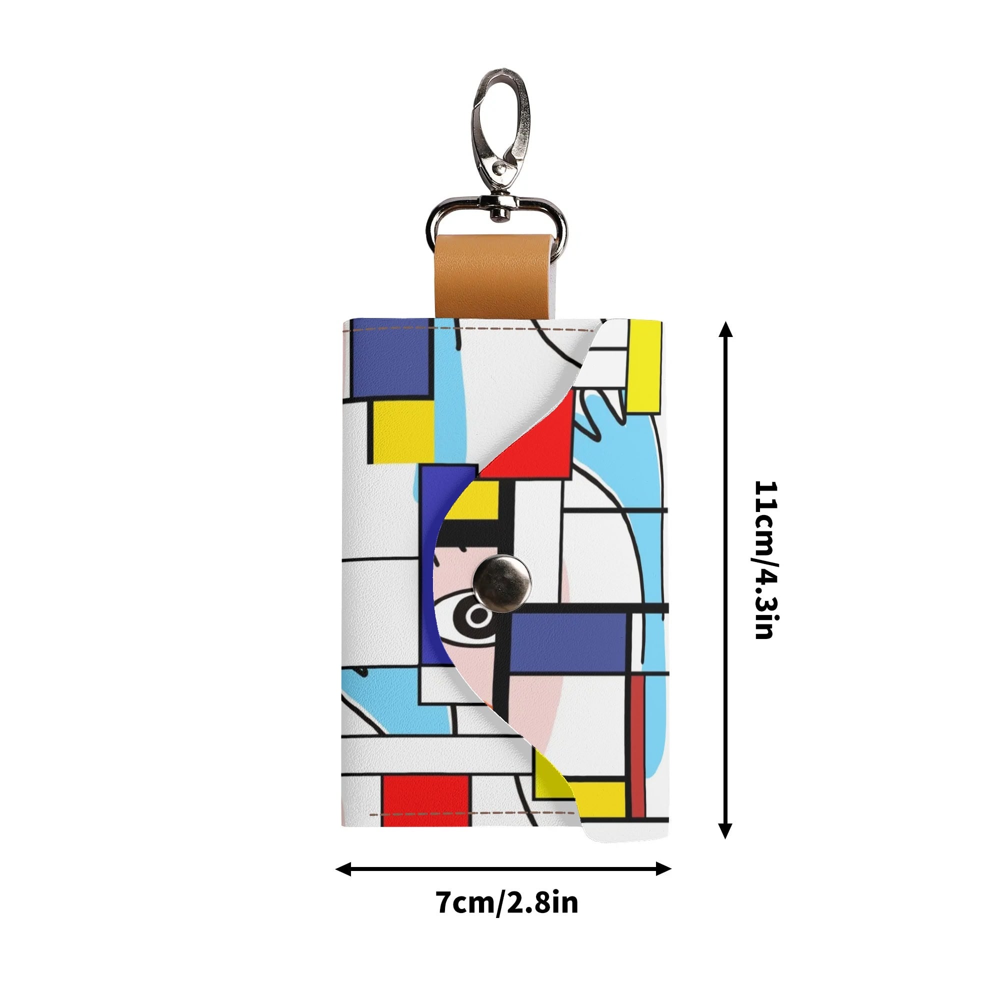 Kate McEnroe New York Mondrian Boho Evil Eye Patchwork Keychain PouchKeyChain WalletNR9D7D5Y - 1
