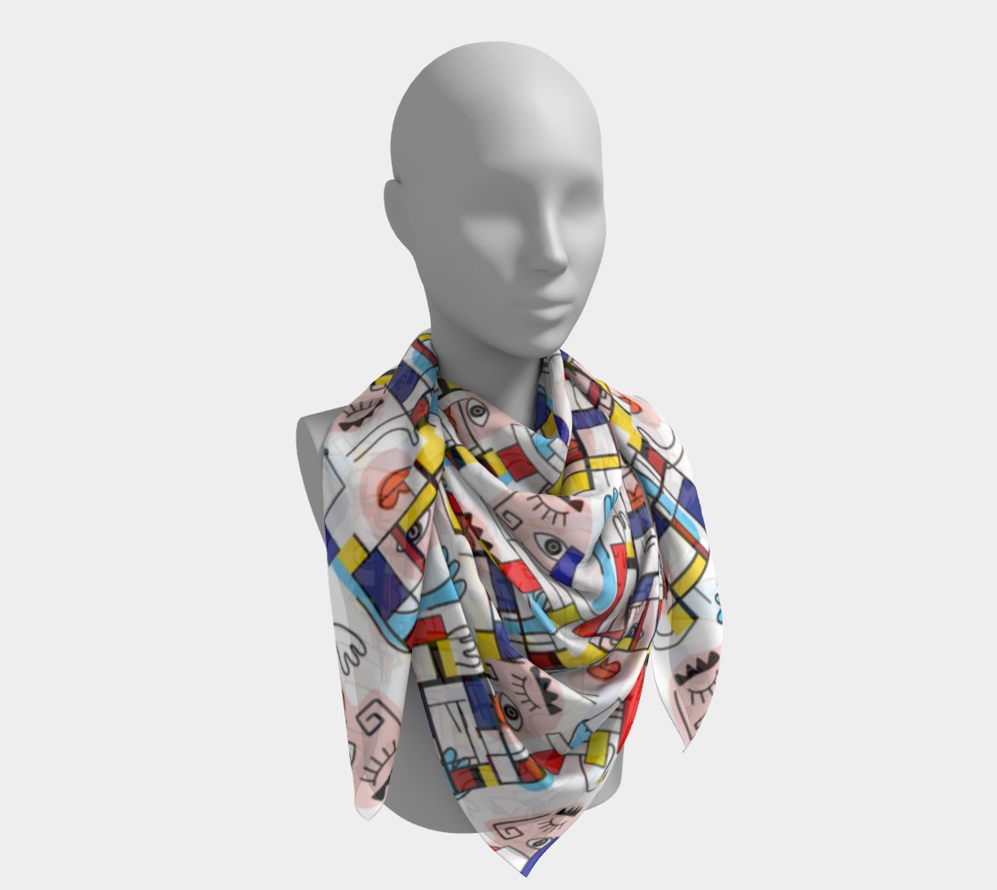 Kate McEnroe New York Mondrian Boho Evil Eye Patchwork Square Silk Habotai ScarfScarves6672584|silk - habotai|16x16