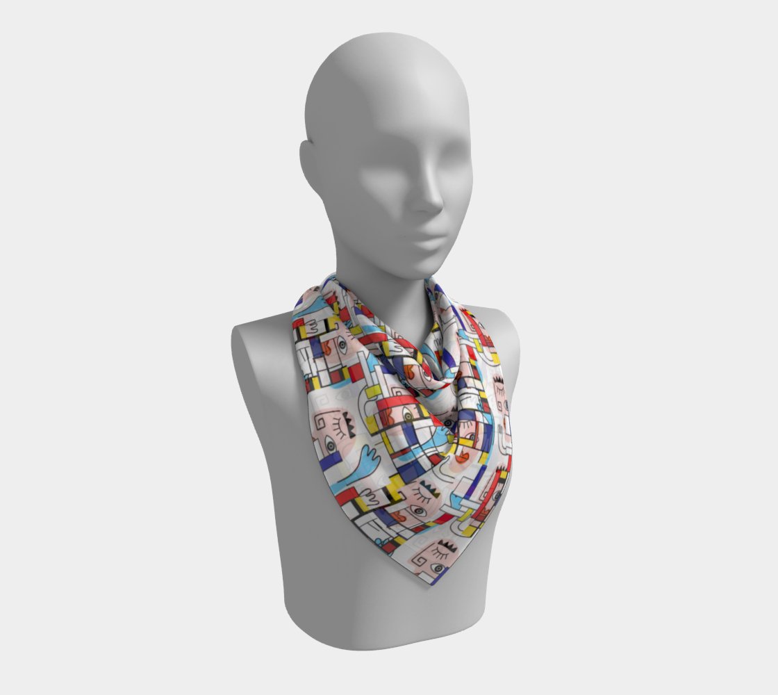 Kate McEnroe New York Mondrian Boho Evil Eye Patchwork Square Silk Habotai ScarfScarves6672584|silk - habotai|16x16