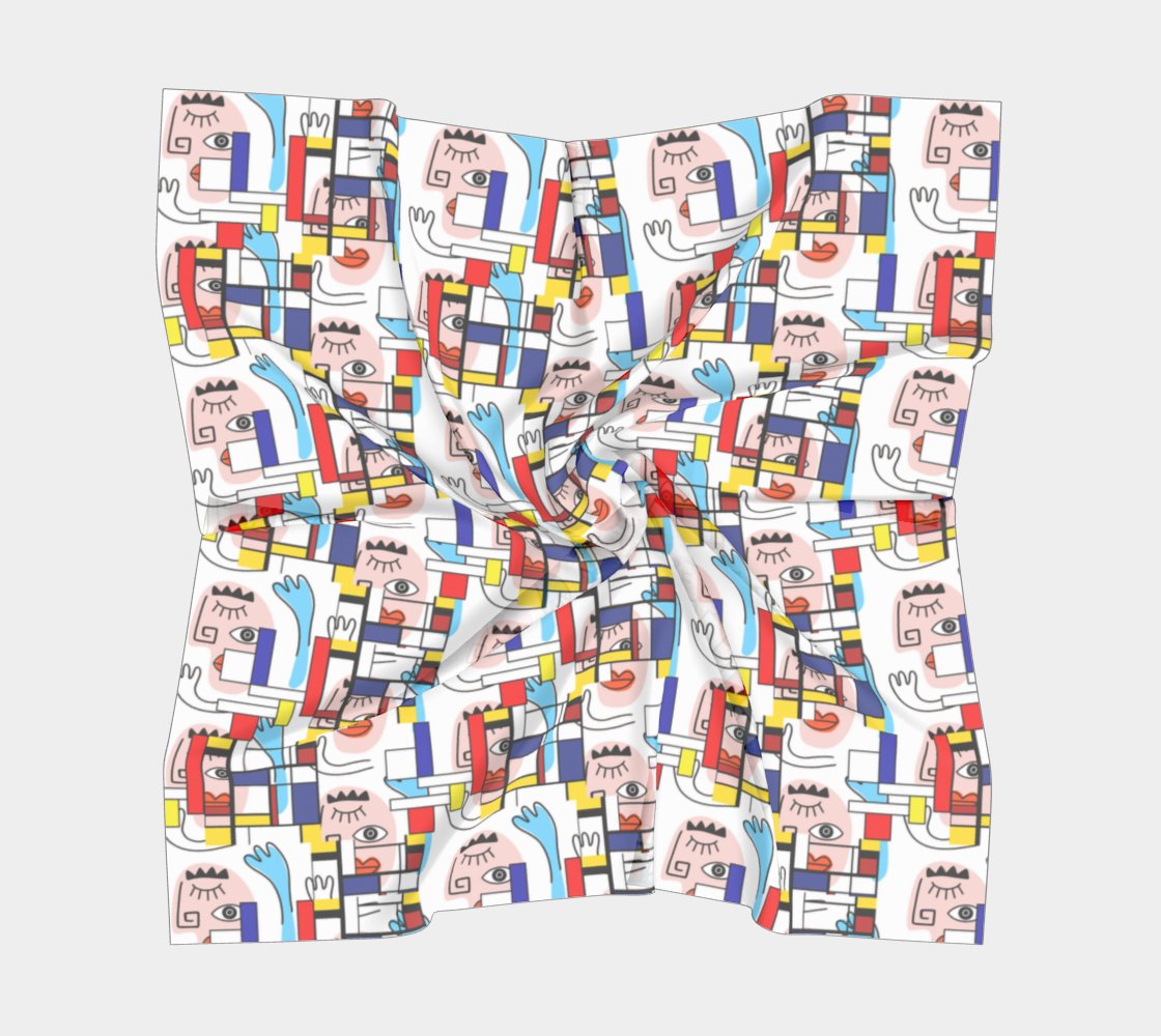 Kate McEnroe New York Mondrian Boho Evil Eye Patchwork Square Silk Habotai ScarfScarves6672584|silk - habotai|16x16