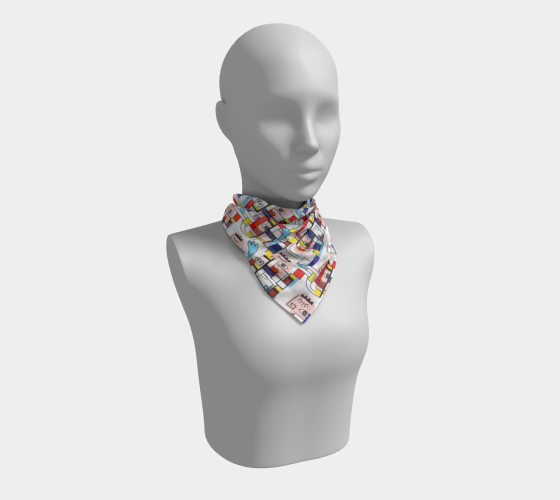 Kate McEnroe New York Mondrian Boho Evil Eye Patchwork Square Silk Habotai ScarfScarves6672584|silk - habotai|16x16