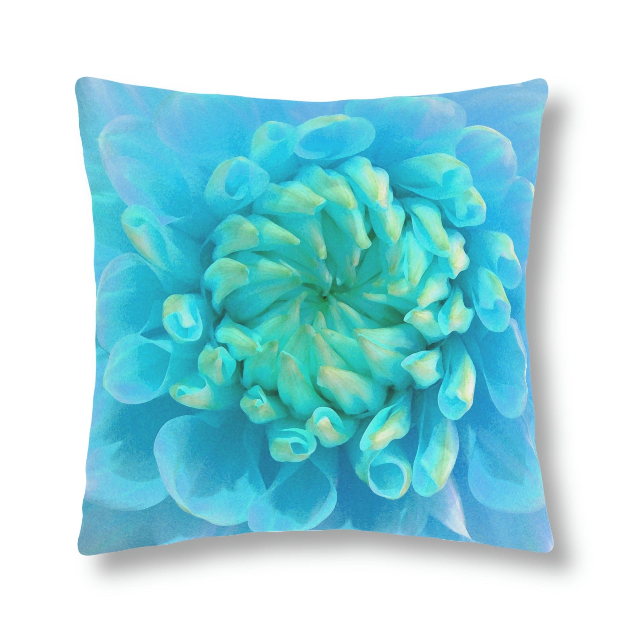 Kate McEnroe New York Outdoor Pillow in Painted Turquoise Dahlia FlowerThrow Pillows30427470663094431475