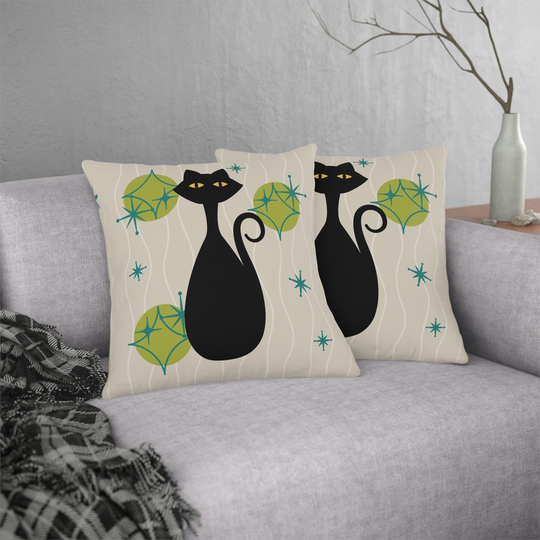 Kate McEnroe New York Outdoor Pillow in Retro 1950s Atomic Cat PrintThrow Pillows14259166027390781657