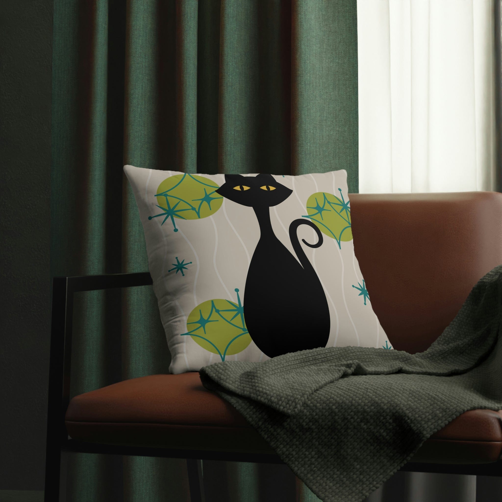 Kate McEnroe New York Outdoor Pillow in Retro 1950s Atomic Cat PrintThrow Pillows19419355003585140328