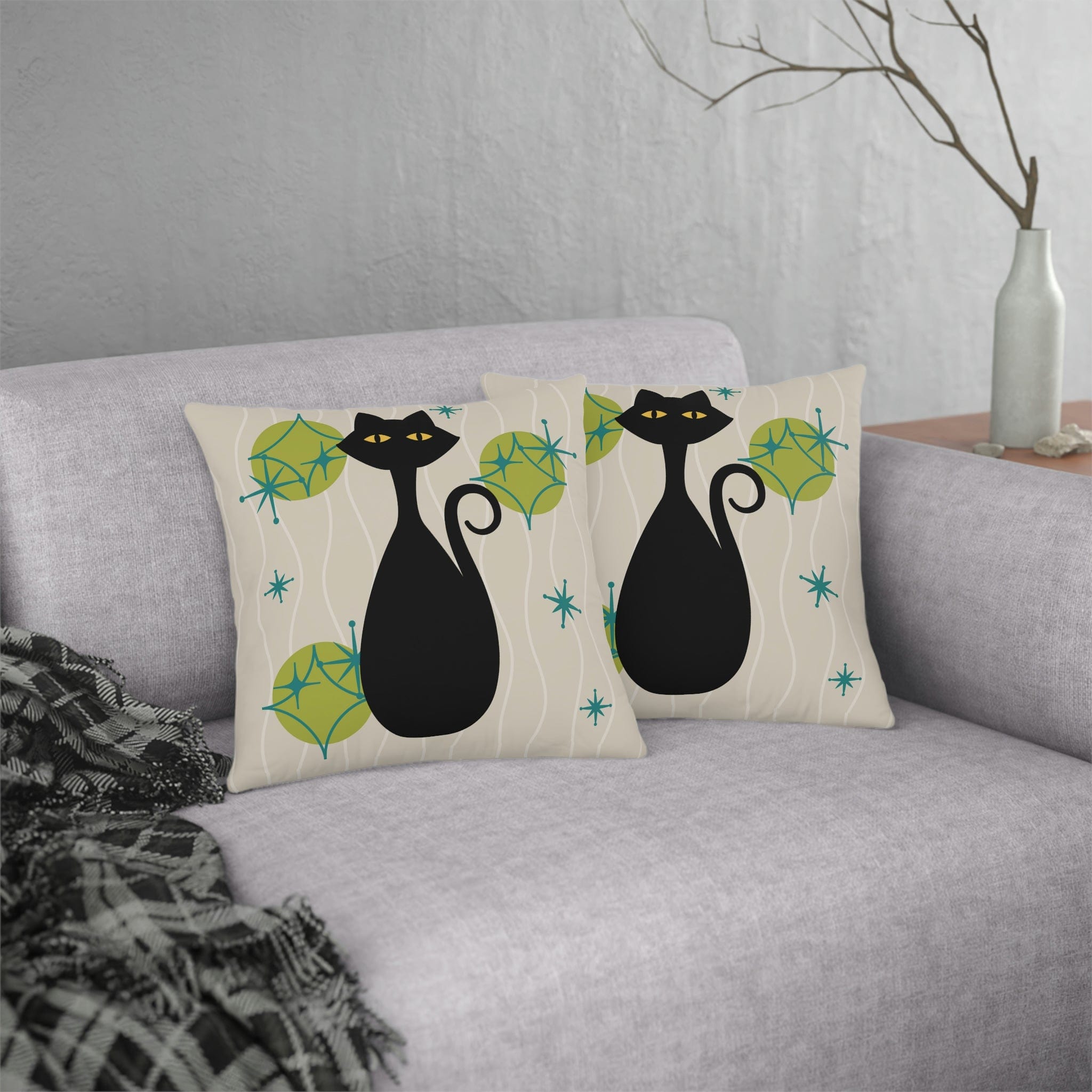 Kate McEnroe New York Outdoor Pillow in Retro 1950s Atomic Cat PrintThrow Pillows22664920115055717103