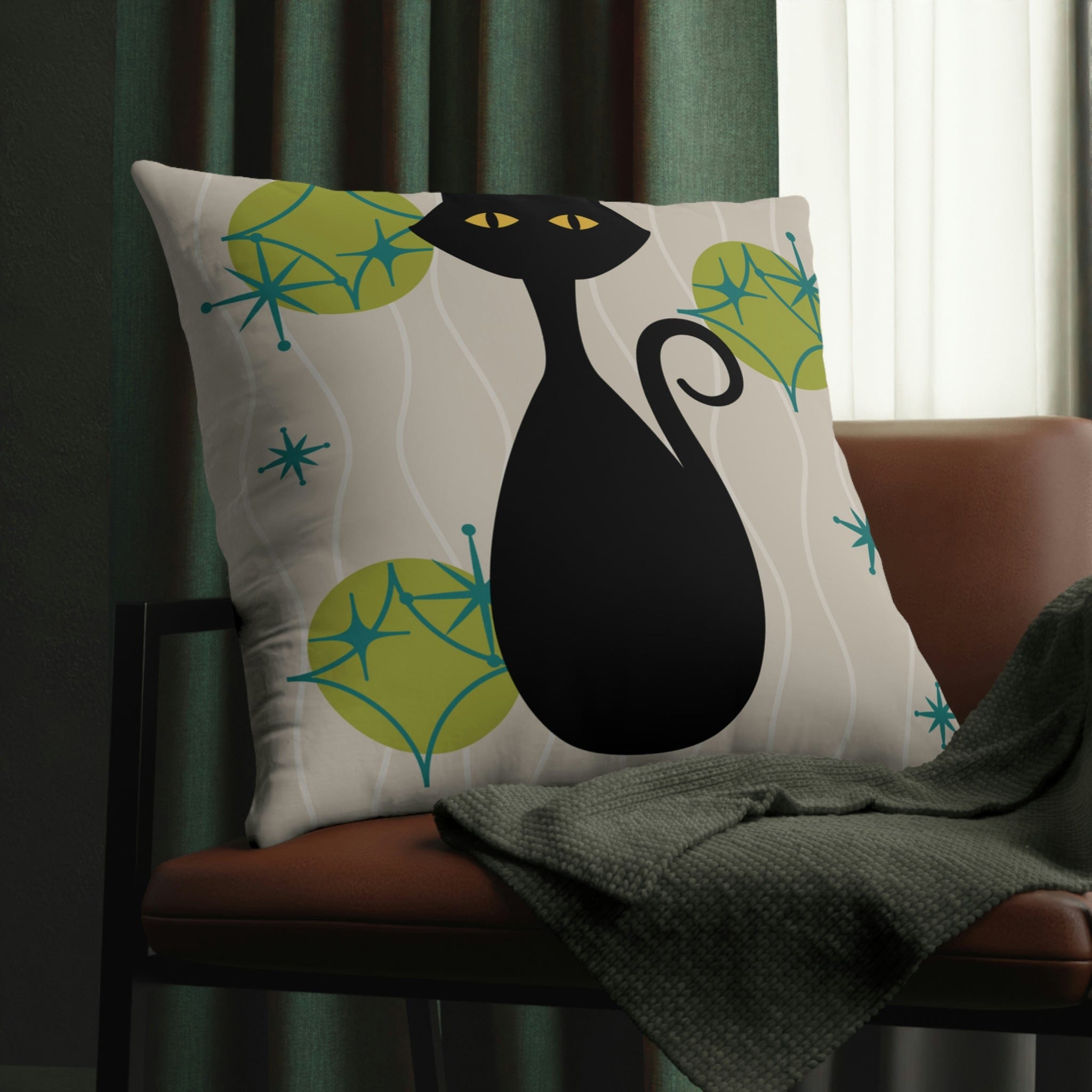 Kate McEnroe New York Outdoor Pillow in Retro 1950s Atomic Cat PrintThrow Pillows64664857615523777712