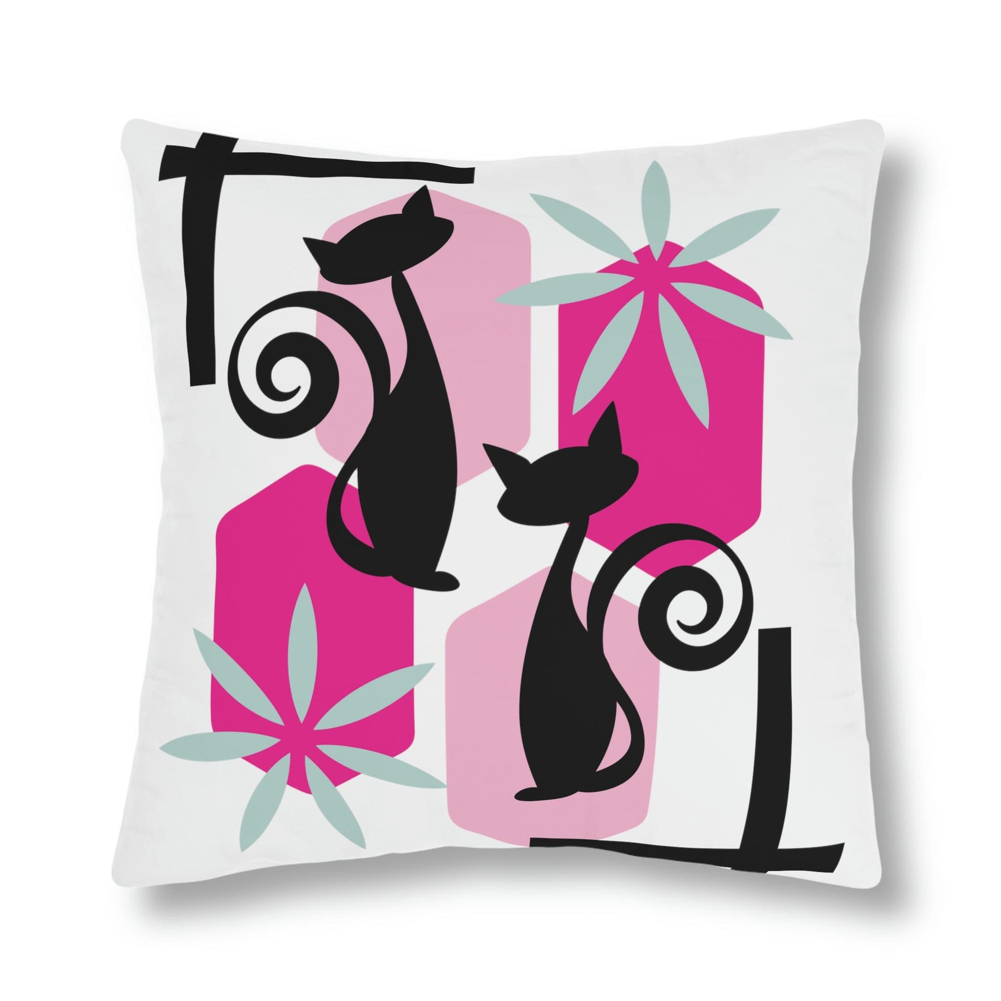 Kate McEnroe New York Outdoor Throw Pillow in Mid Century Modern Atomic Cat PrintThrow Pillows23534745869640698753
