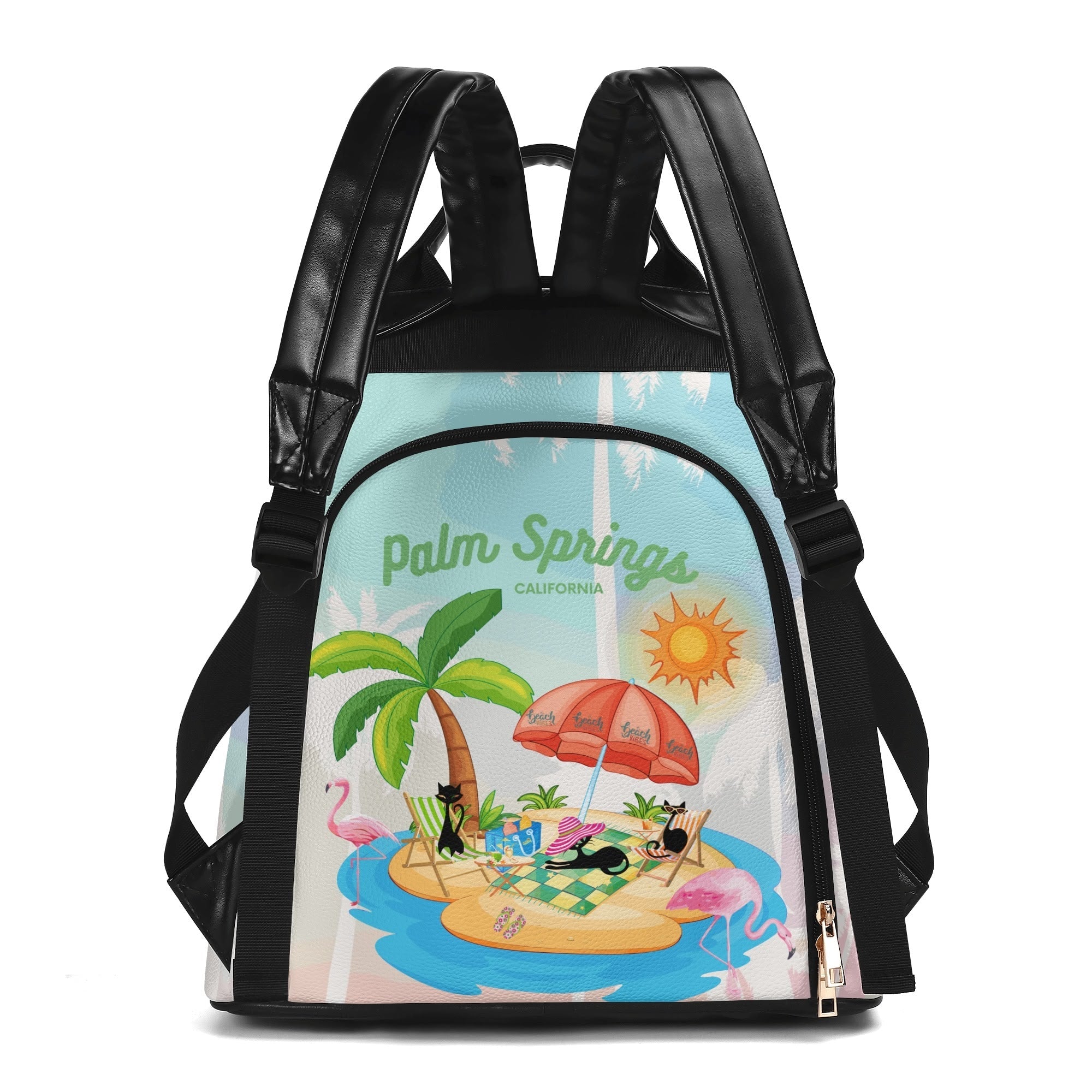 Kate McEnroe New York Palm Springs Atomic Cat Backpack, Retro Mid Century Modern Beach Travel Bag, 50s Kitsch Flamingo Vacation VibeBackpacksN67GEJXW - 1