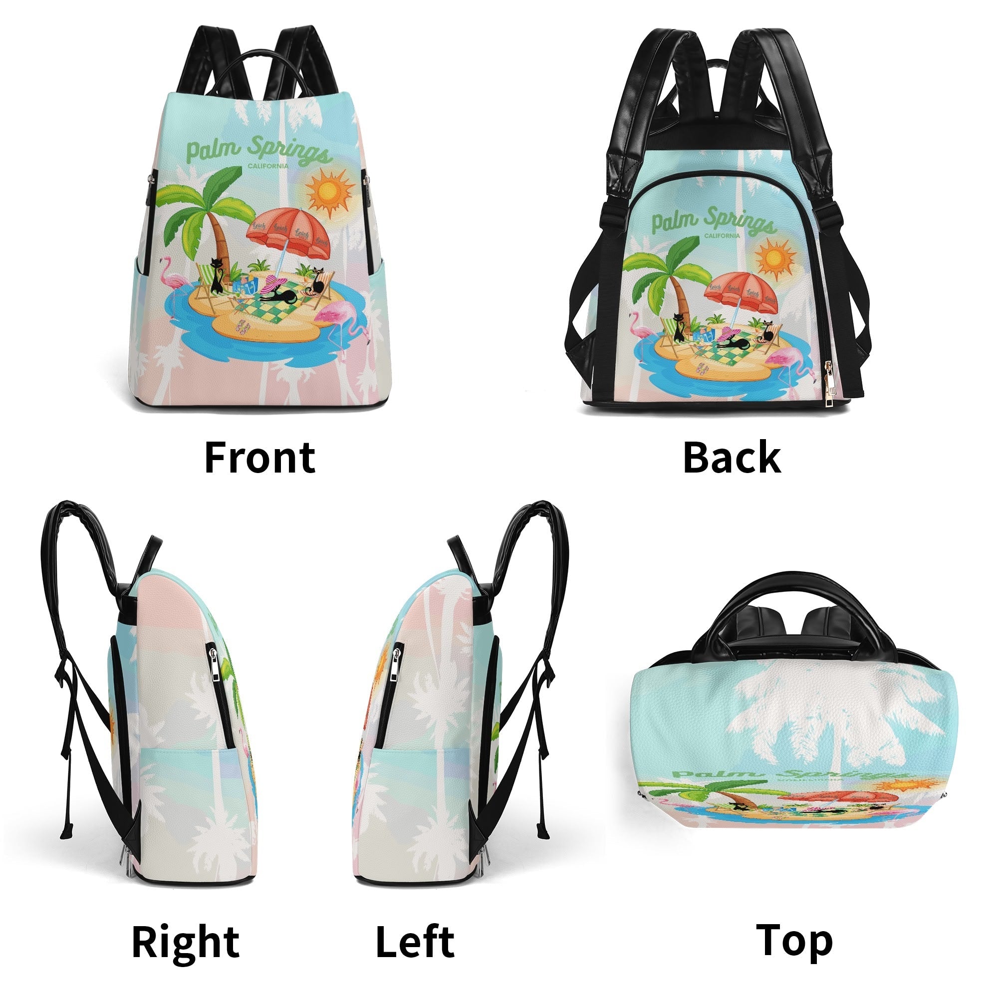 Kate McEnroe New York Palm Springs Atomic Cat Backpack, Retro Mid Century Modern Beach Travel Bag, 50s Kitsch Flamingo Vacation VibeBackpacksN67GEJXW - 1