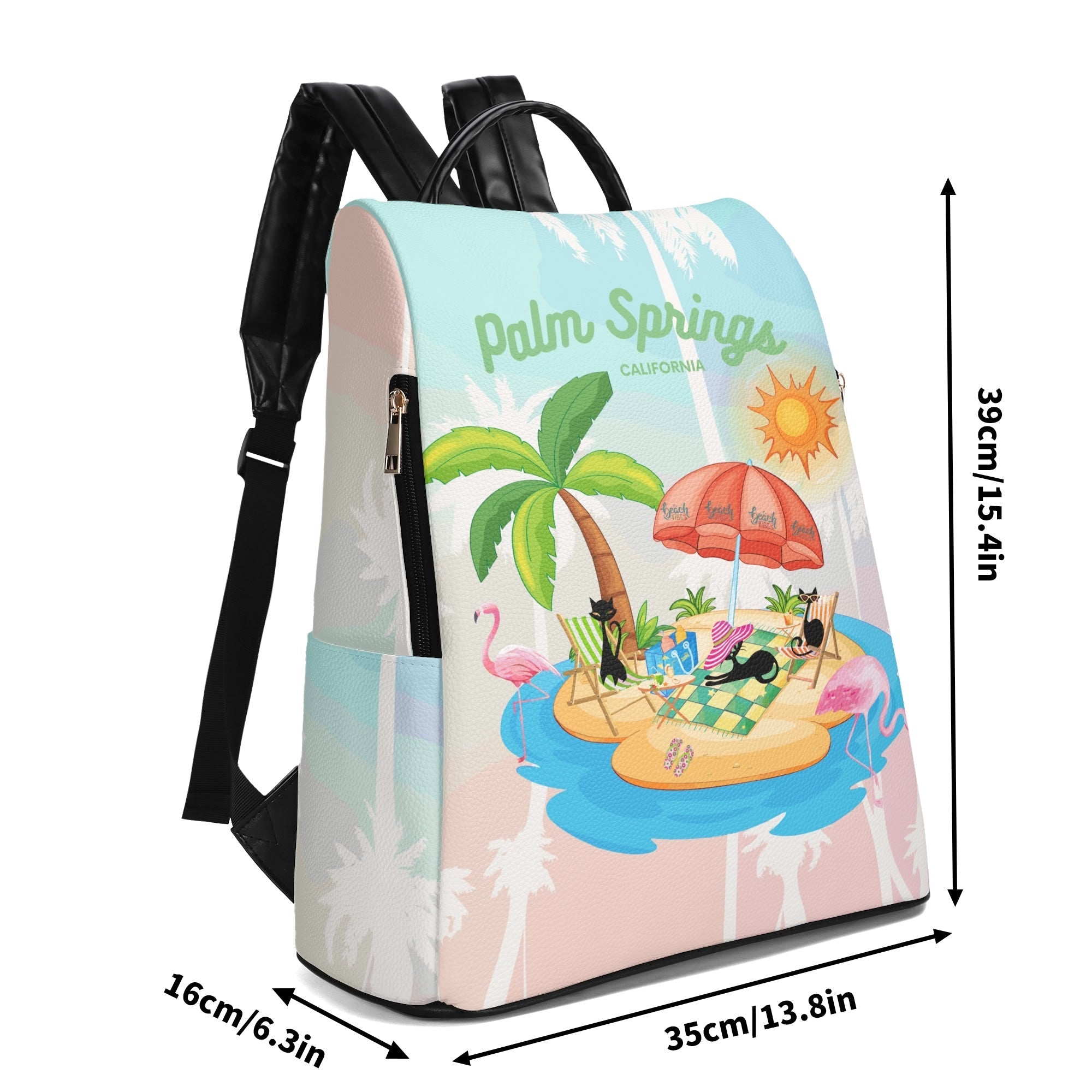 Kate McEnroe New York Palm Springs Atomic Cat Backpack, Retro Mid Century Modern Beach Travel Bag, 50s Kitsch Flamingo Vacation VibeBackpacksN67GEJXW - 1