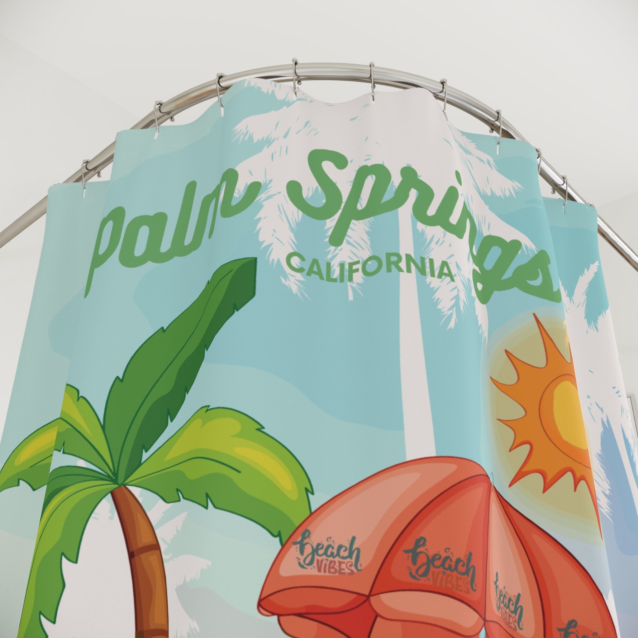 Kate McEnroe New York Palm Springs Atomic Cat Shower Curtain, Retro Beach Bathroom Decor, Mid Century Modern Flamingo Island Summer VibeShower Curtains60843073666539716183