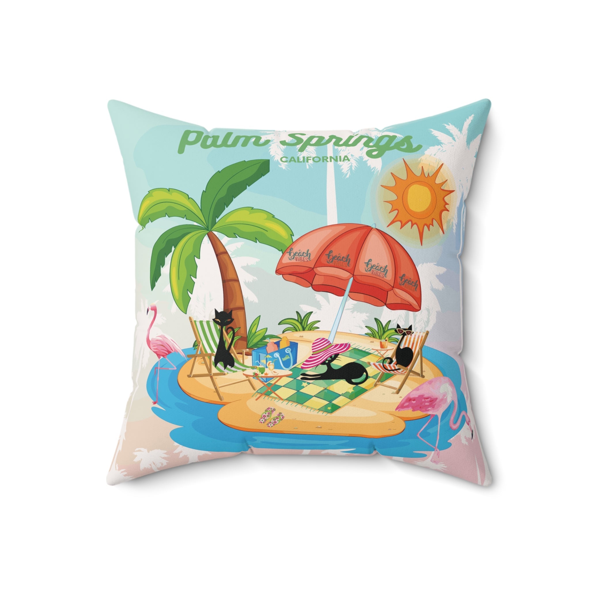 Kate McEnroe New York Palm Springs Atomic Cat Throw Pillow, Retro Flamingo Island Cushion, Mid Century Modern Summer Lounge AccentThrow Pillows25147806818570436062