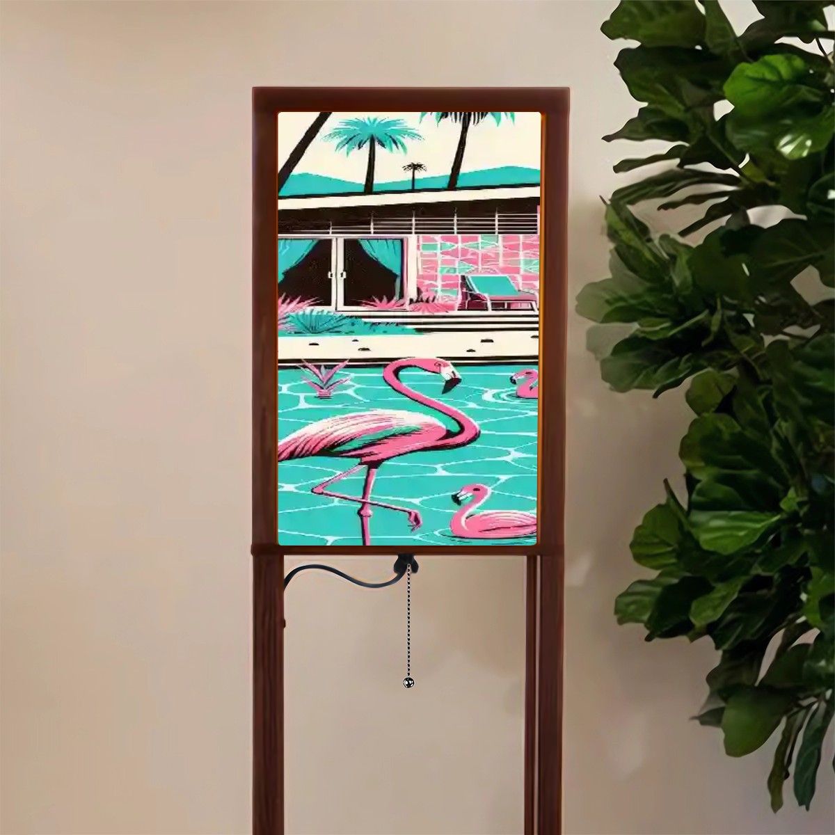 Kate McEnroe New York Palm Springs California Flamingo Floor Lamp with Shelf, Mid Century Modern Tropical Retro LightShelf LightingZbdd3mDoZi