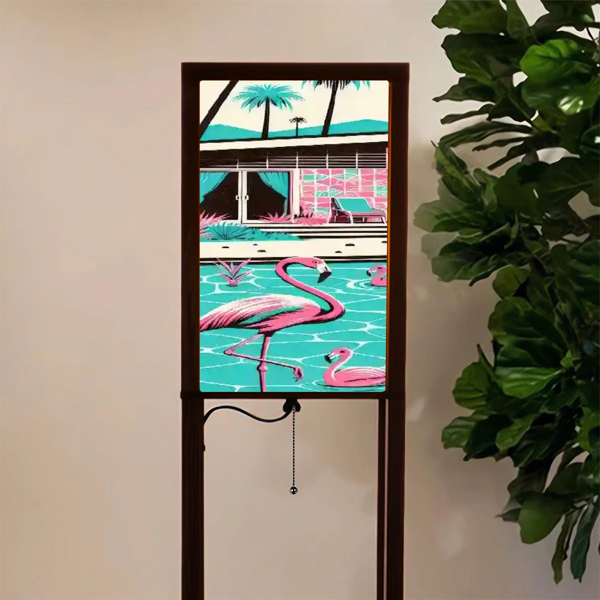 Kate McEnroe New York Palm Springs California Flamingo Floor Lamp with Shelf, Mid Century Modern Tropical Retro LightShelf LightingZbdd3mDoZi