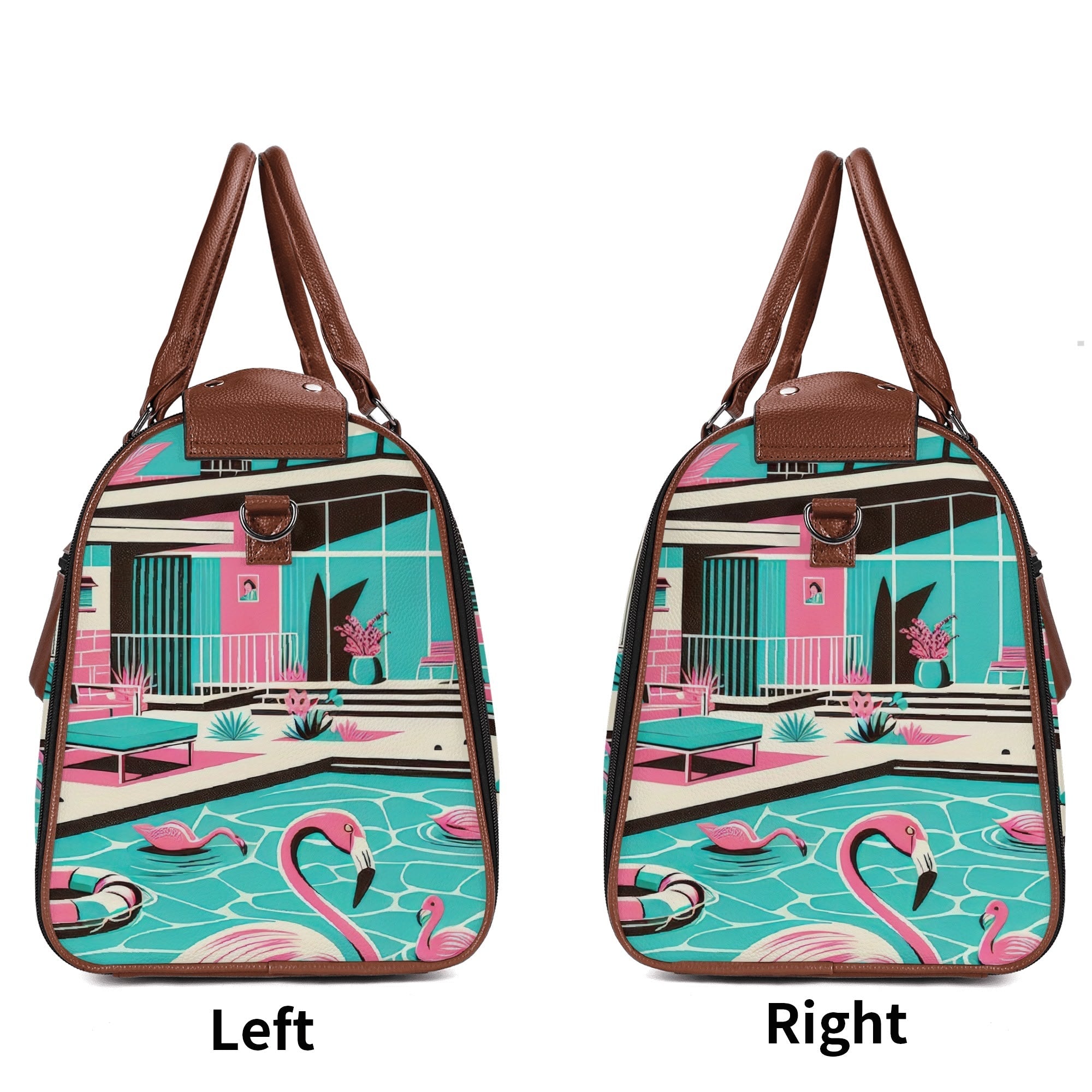 Kate McEnroe New York Palm Springs Flamingo Mid Century Modern Duffel Bag, Retro Poolside Travel WeekenderDuffel BagsWLXVX8LW - 1