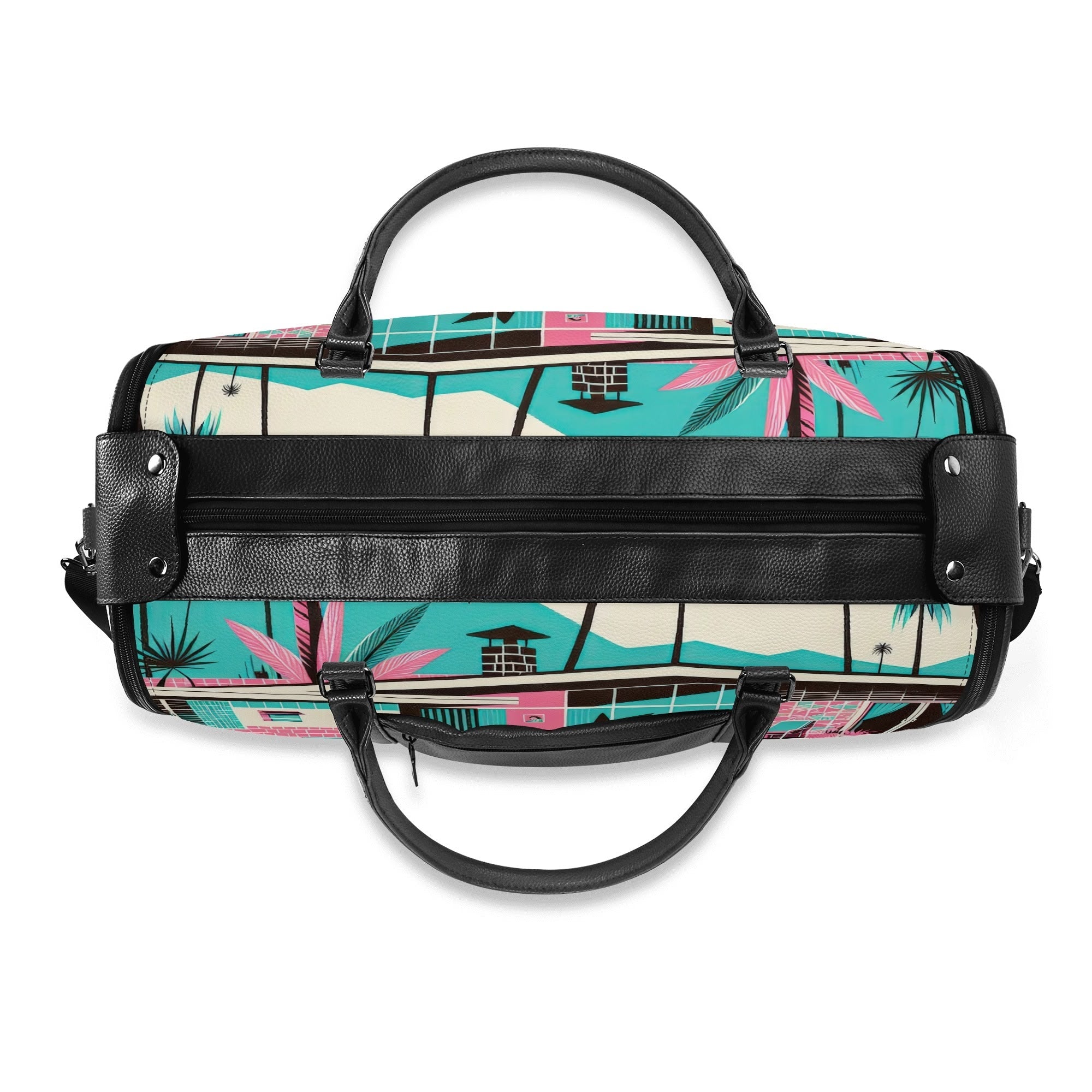 Kate McEnroe New York Palm Springs Flamingo Mid Century Modern Duffel Bag, Retro Poolside Travel WeekenderDuffel BagsWLXVX8LW - 2
