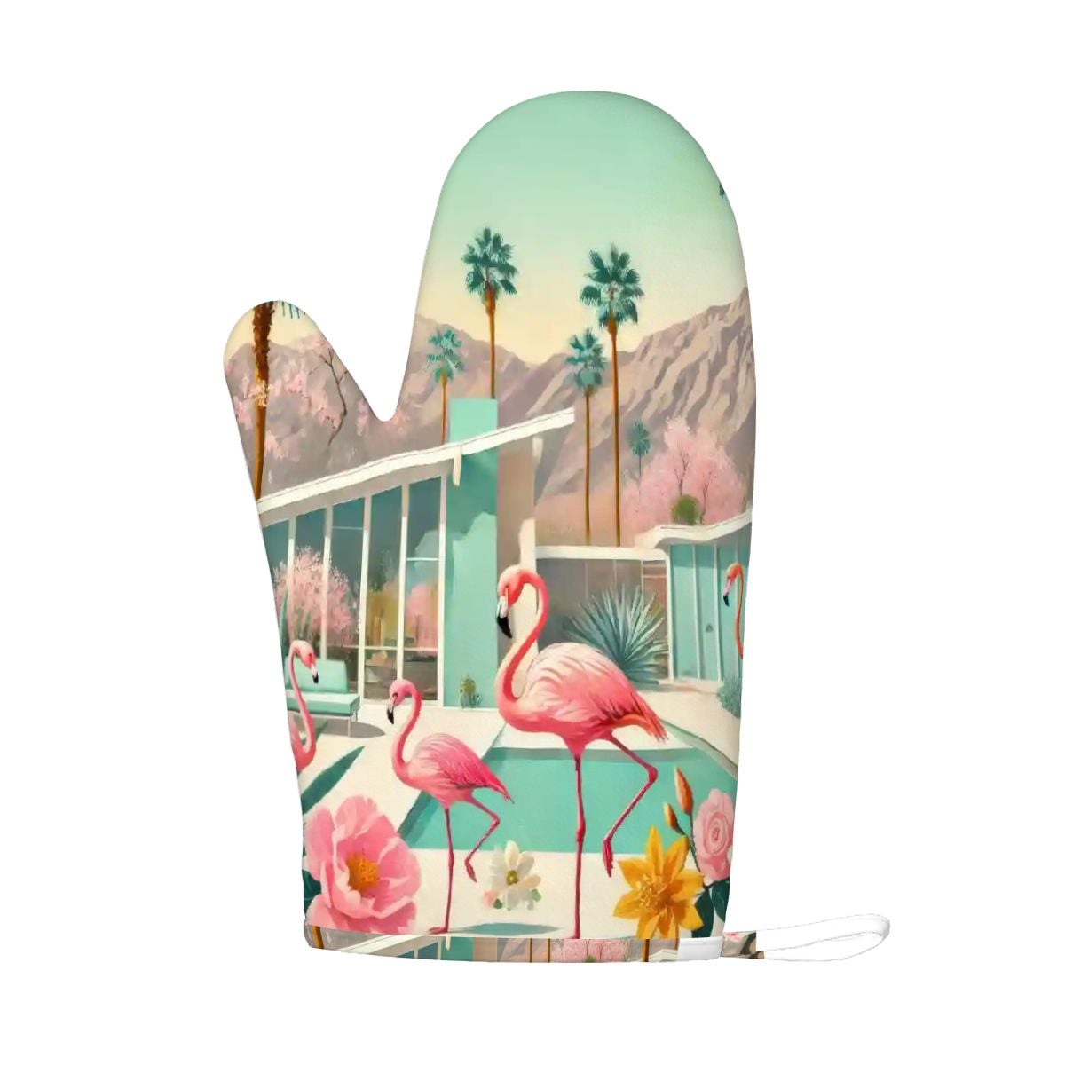 Kate McEnroe New York Palm Springs Flamingo Tropical Mid Century Modern Oven Mitts and Pot Holders SetsOven Mitts & Pot Holder SetkdTbqf3tmN