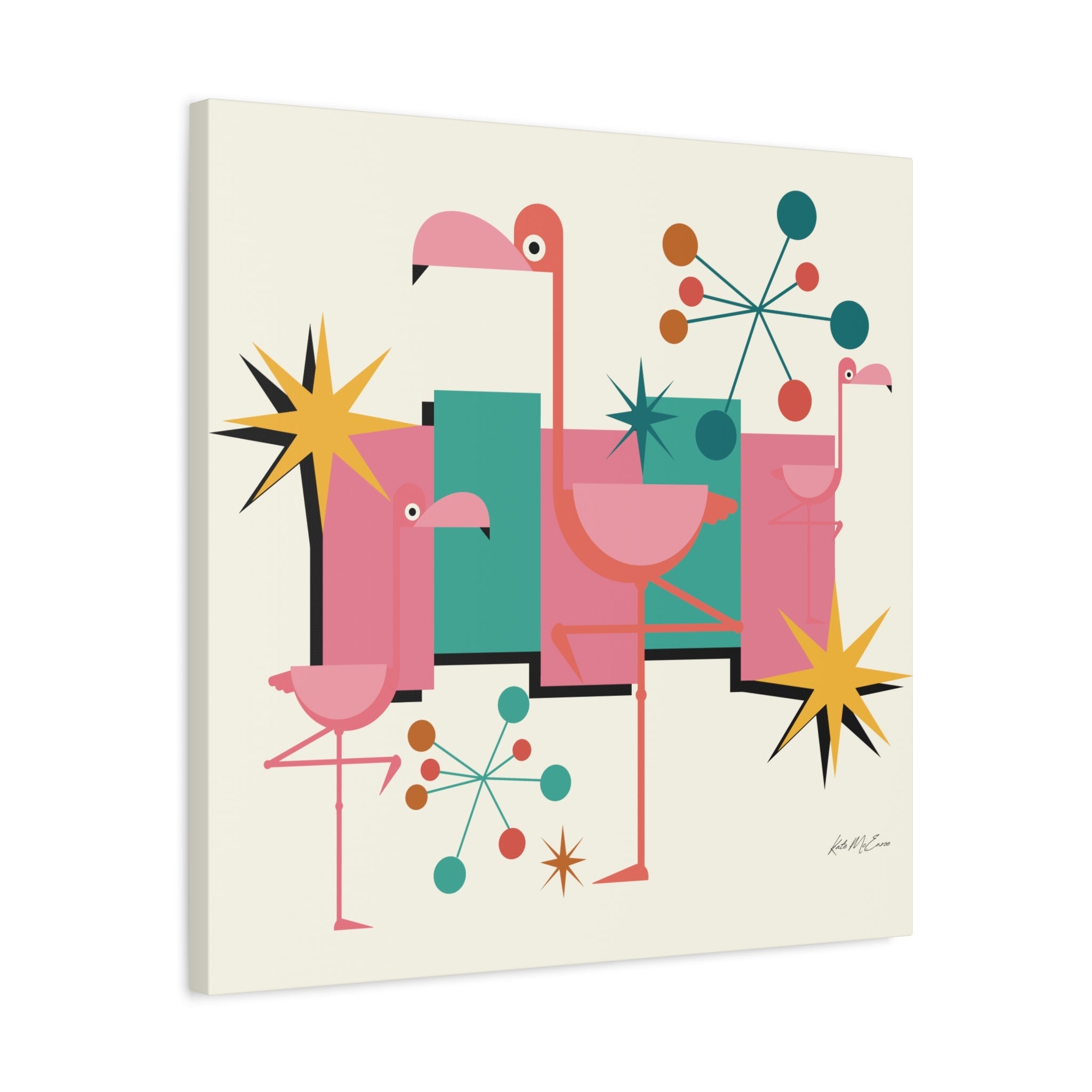 Kate McEnroe New York Palm Springs Kitschy Flamingo 50s Retro Mid Century Modern Canvas ArtCanvas Wall Art78795600709121964798