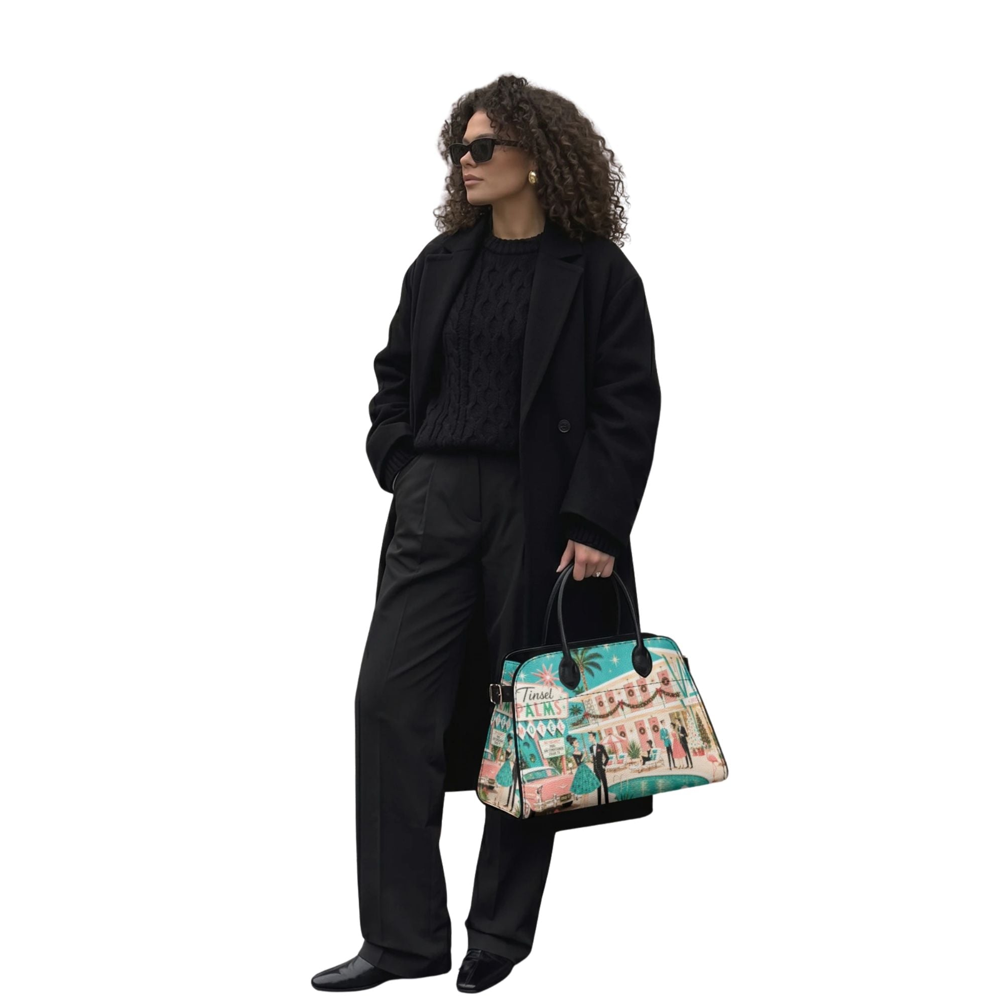 Kate McEnroe New York Palm Springs Mid Century Christmas Satchel, Tinsel Palms Motel HandbagHandbags7n01j5cc_001
