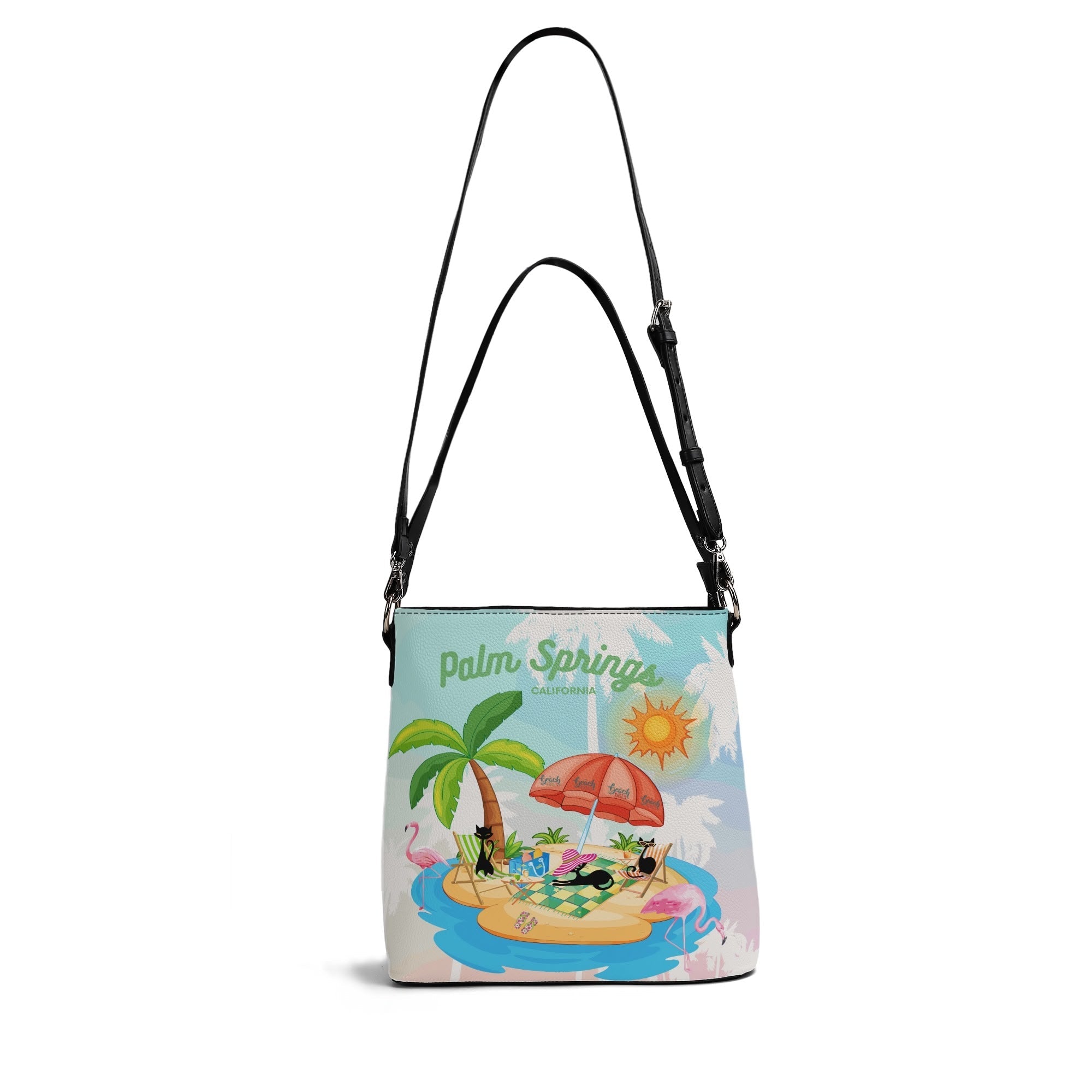 Kate McEnroe New York Palm Springs Mid Century Crossbody Bag, Retro 50s Beach Island Cats Purse, Kitschy Flamingo Summer Shoulder BagHandbagsN2MZKV4N - 1